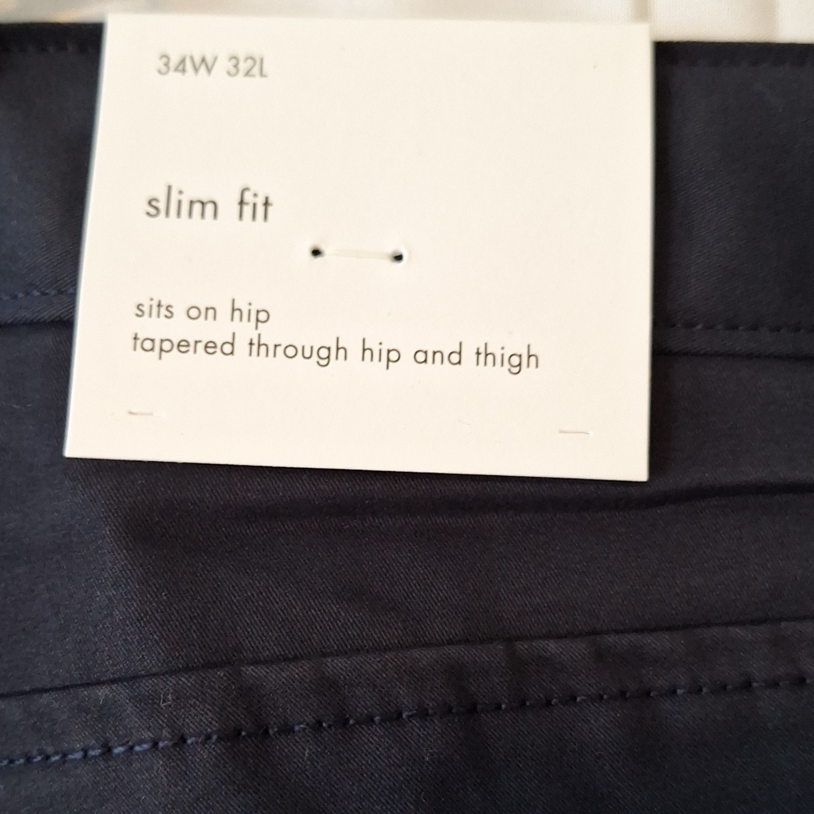 34Wx32L Calvin Klein Men’s Navy Twill Chino Pants Slim Fit Tapered Stretch