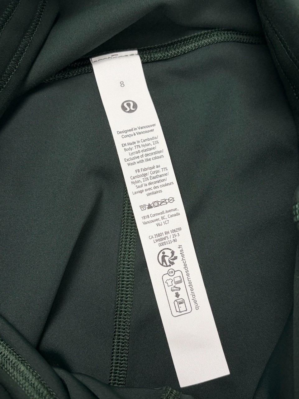Lululemon Wunder Train HR Crop 23″ Leggings Womens 8 Rainforest Green Everlux