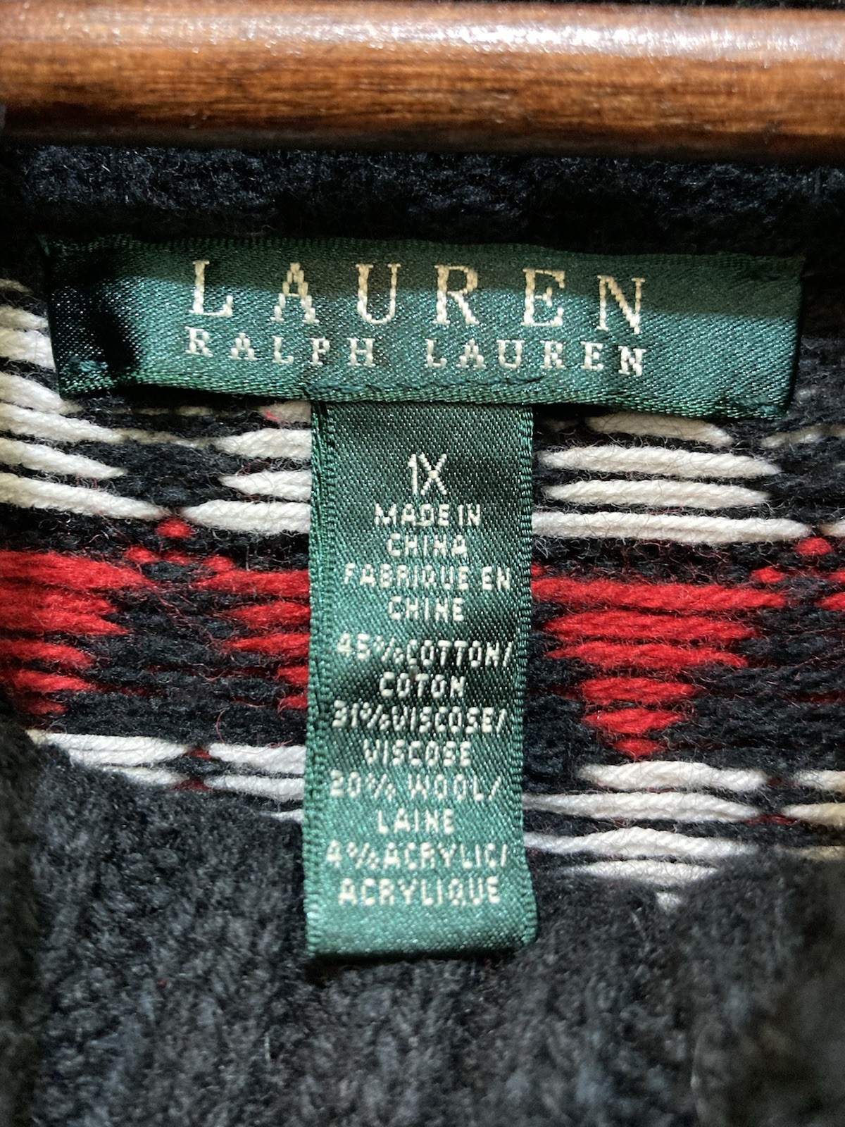 Ralph Lauren Women Cowl Neck Sweater 1X Nordic Fair Isle Wool Blend Southwestern