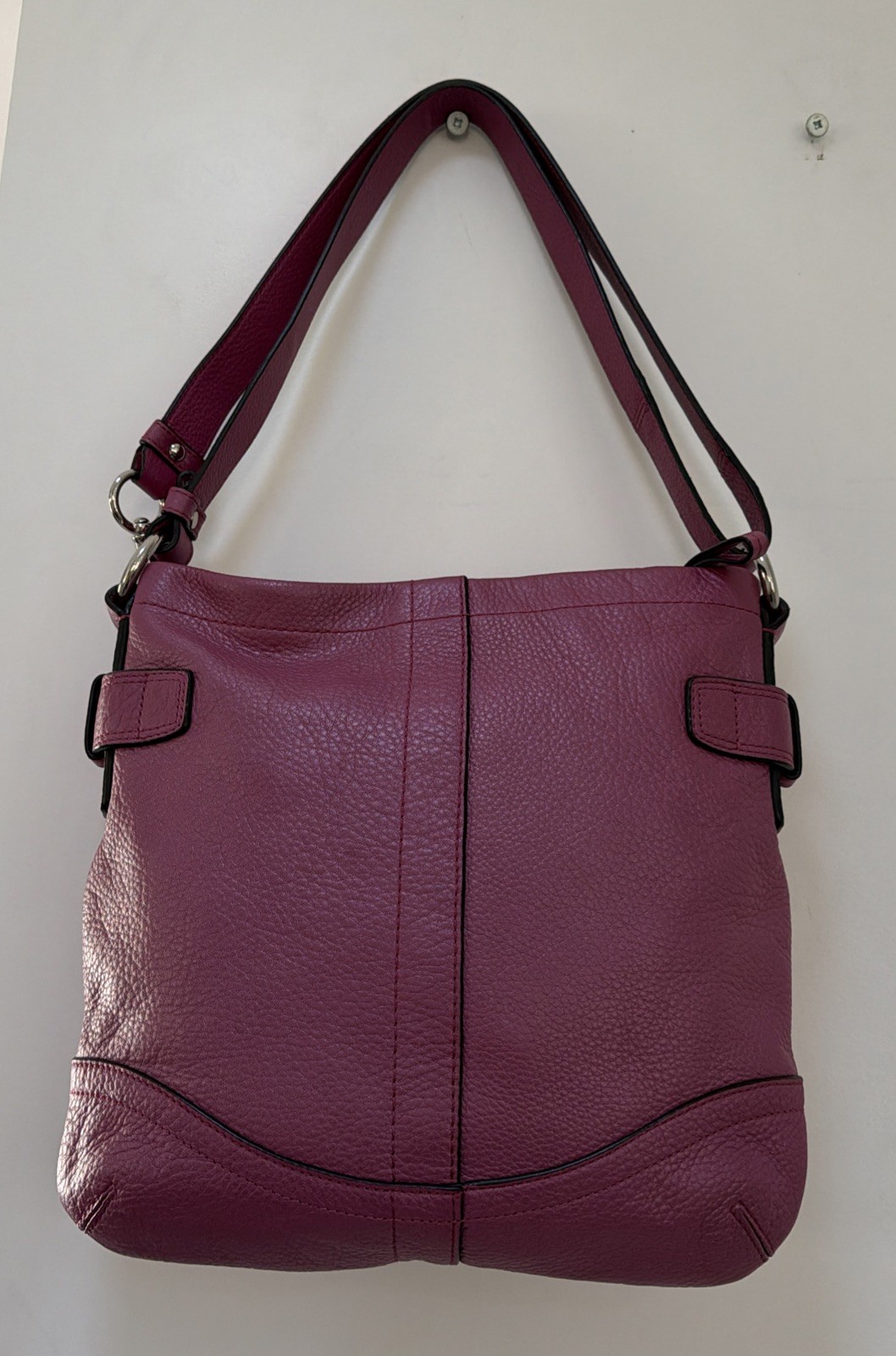 Coach F19722 North South Chain Convertible Shoulder HandBag Plum Pink Leather