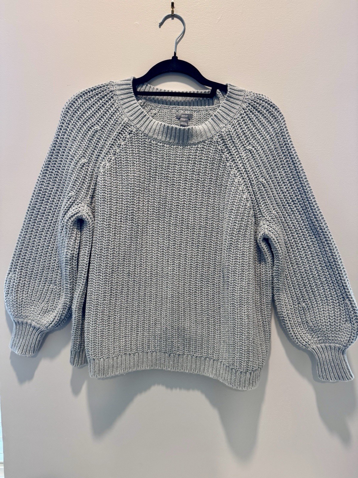 Aerie Women’s Gray Chunky-Knit Pullover Sweater S/P Preppy Delicate