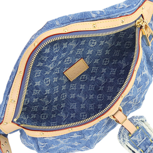AUTH LOUIS VUITTON BODY BAG HIGH RISE LV REMIX LEATHER BLUE DENIM W36XH15XD7CM