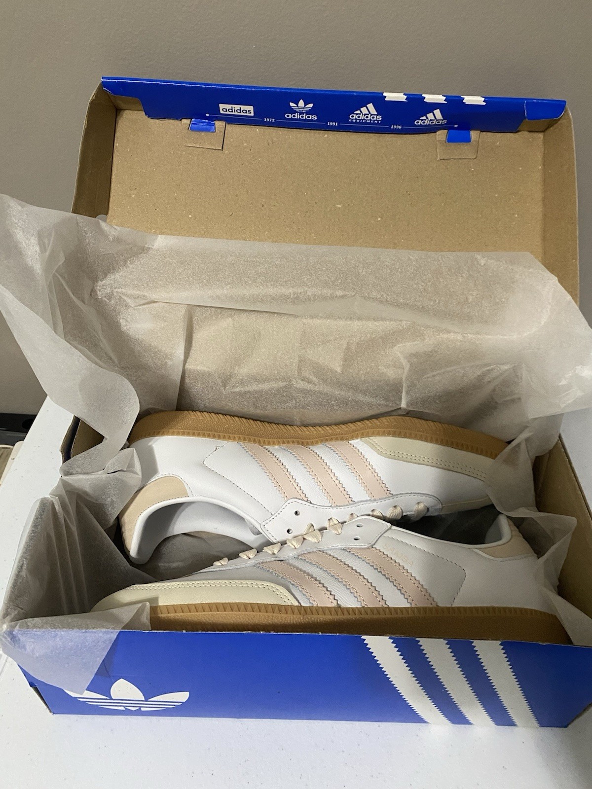 Adidas SAMBA OG W JS1351 Sneakers Women’s Size 10 1/2 White/ Pink Stripes NWT