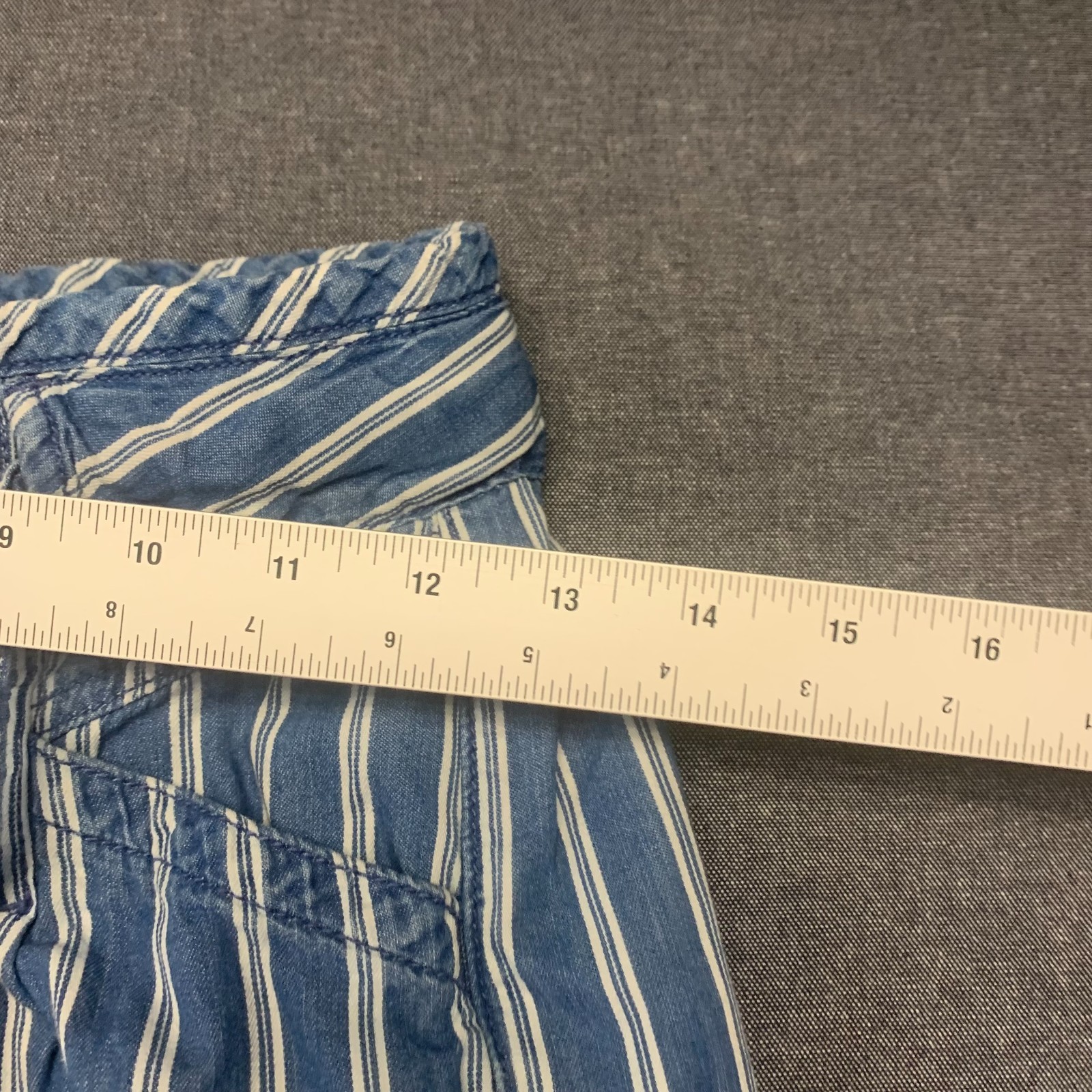 American Eagle Womens Paperbag Pants Size 0 Blue Striped Relaxed Fit 100% Cotton