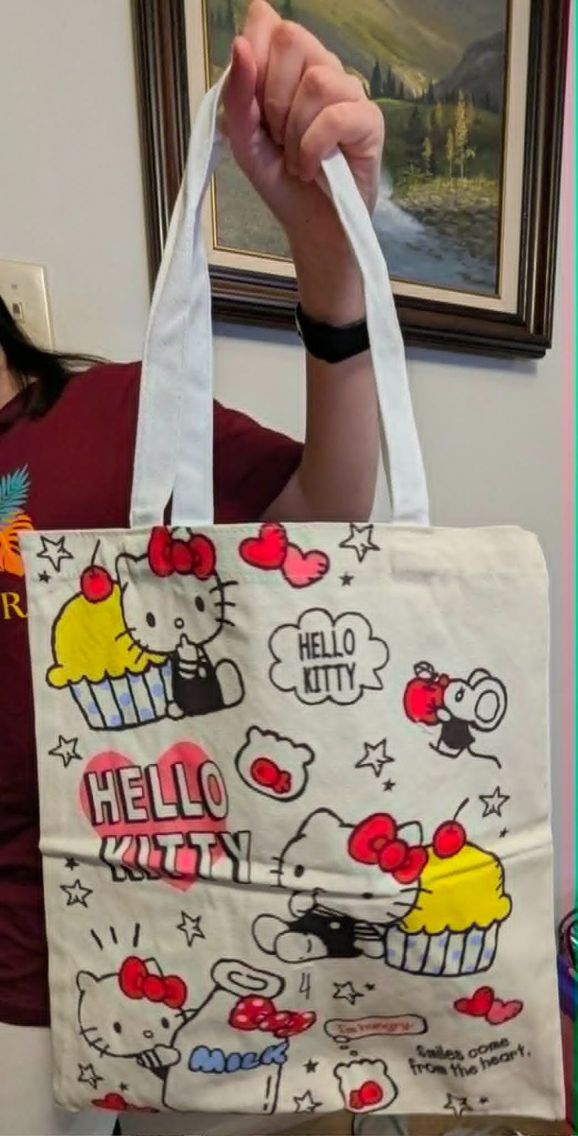 Adorable Hello Kitty Canvas Shoulder/ Tote Bag 13in x 15in