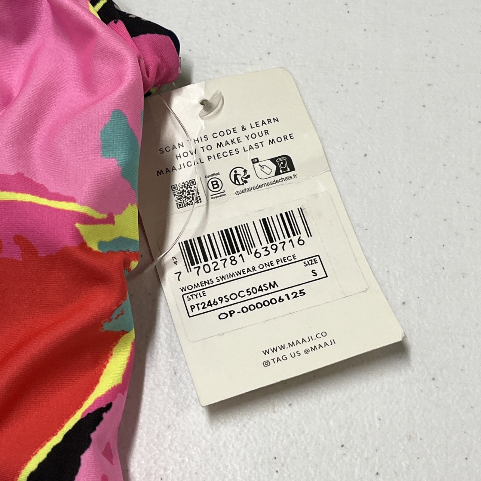 Maaji Swimsuit Floral Reversible One Piece Size S Strappy Back Beach Vacation