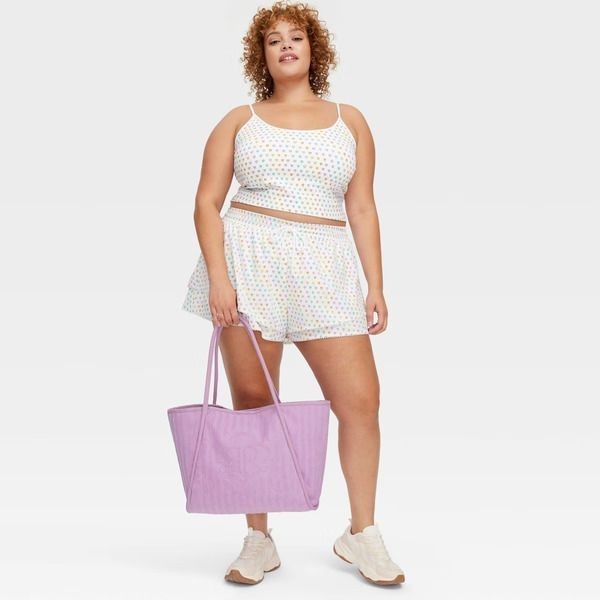 Roller Rabbit Striped Large Terry Beach Tote Lavender Bag