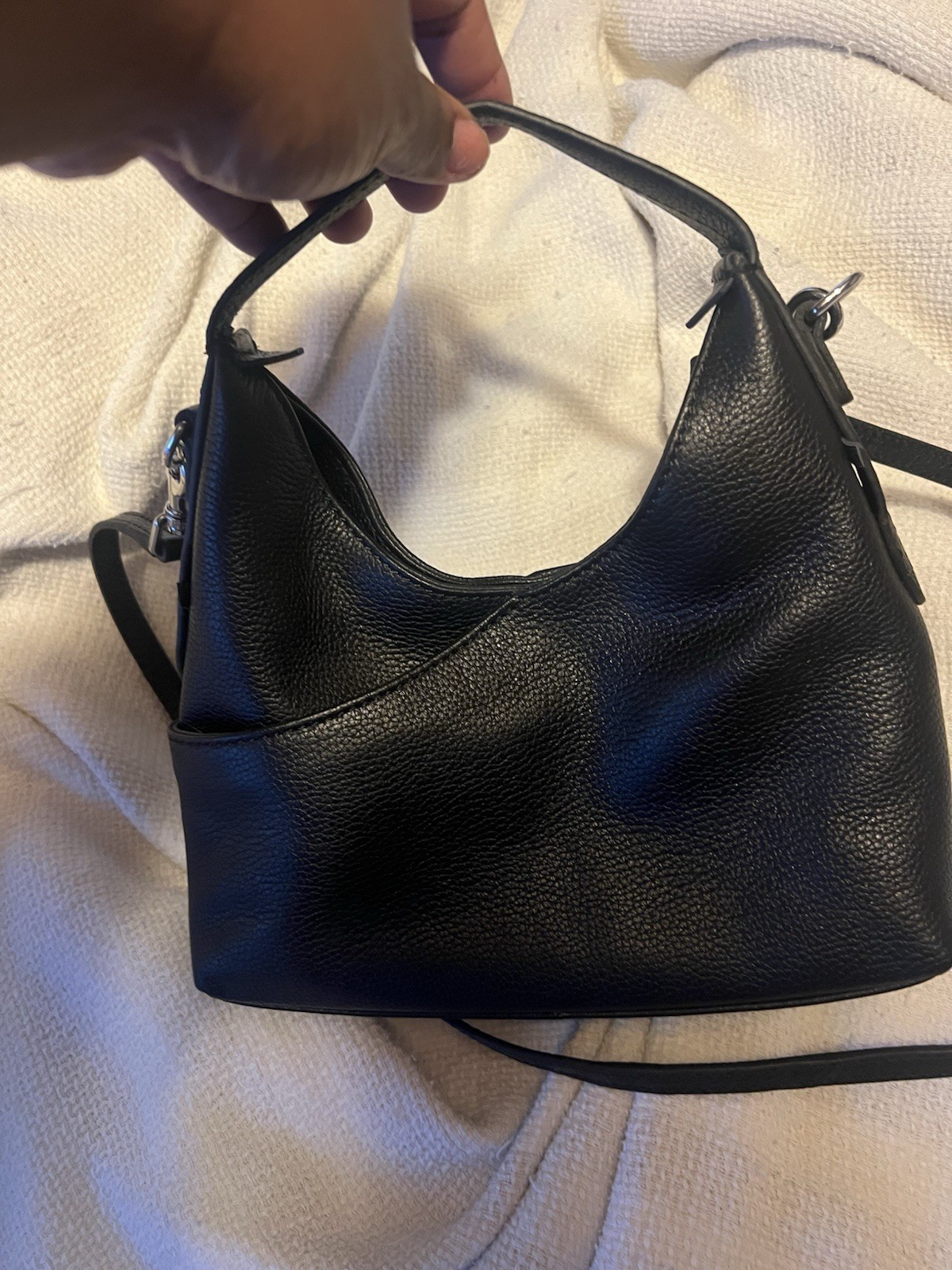 Black Leather Amy Kestenberg Crossbody Hobo