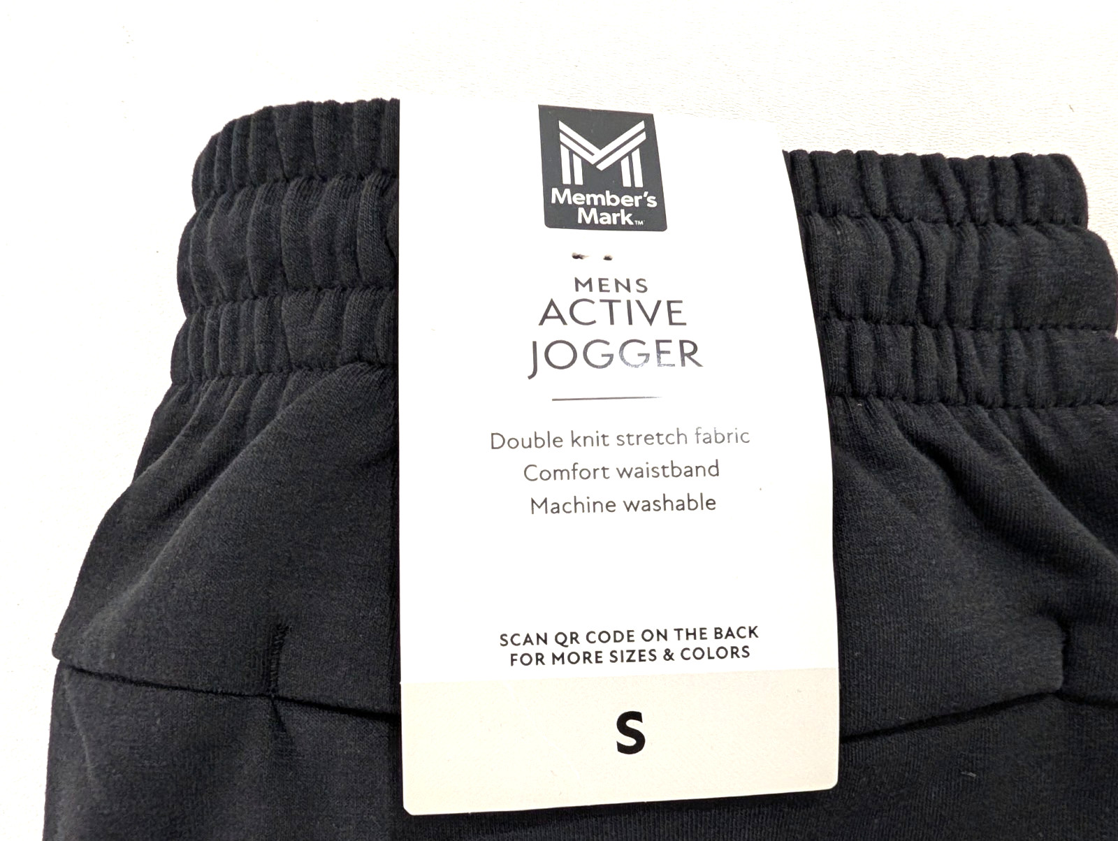 Members Mark Mens S Double Knit Stretch Everyday Active Jogger Black NWT