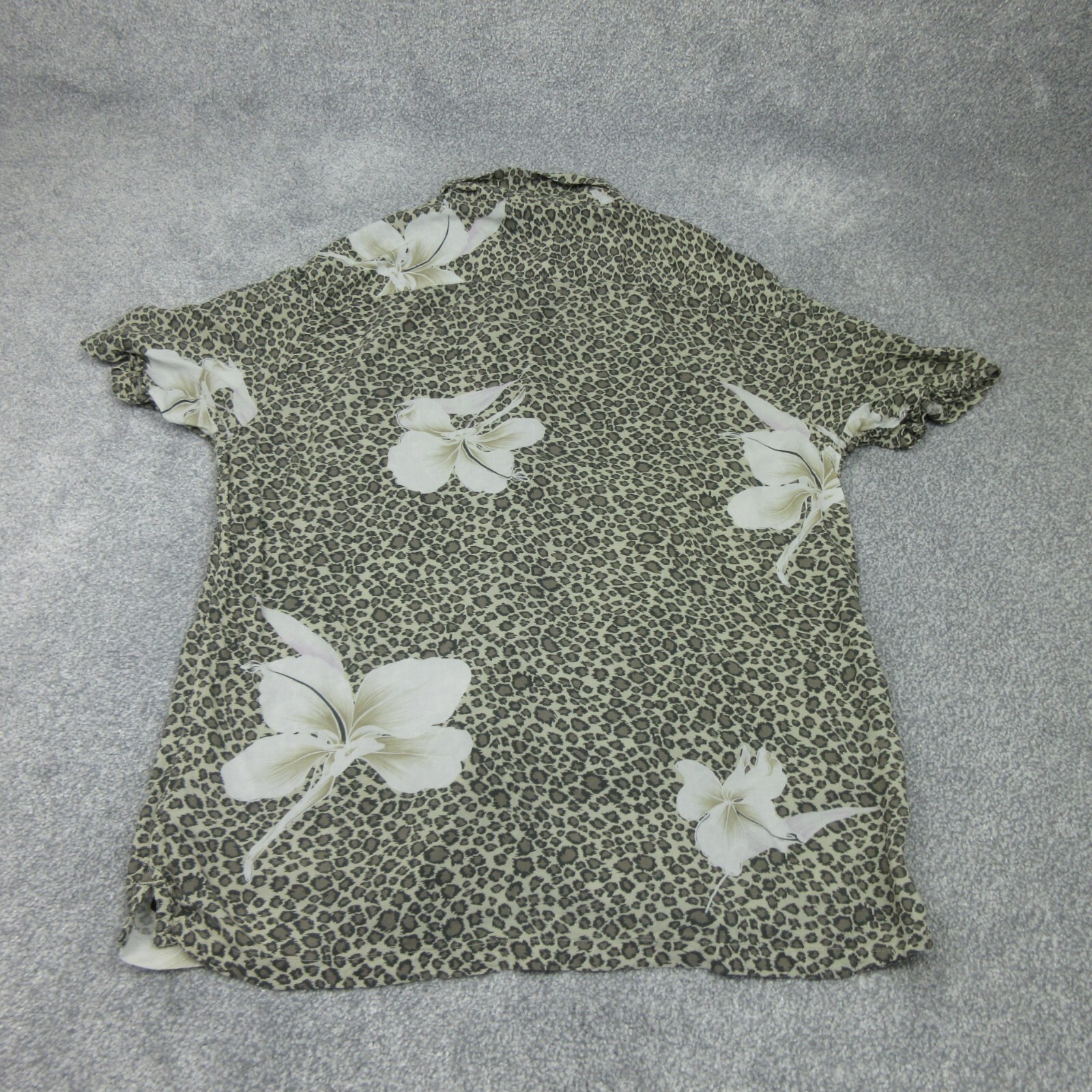 All Saints Shirt Mens Extra Large Brown Leopard Print Floral Kuhi Viscose 5257