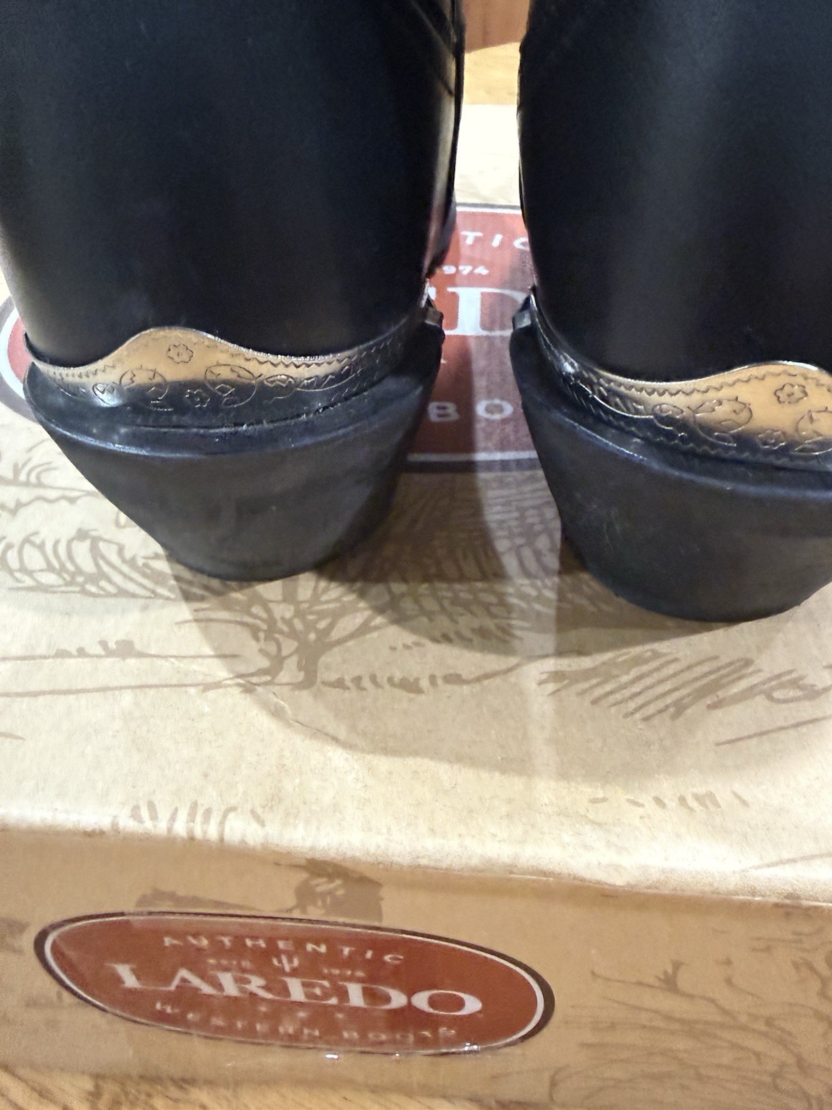 Men’s Laredo 13” McComb Western Boots 12621 Black Leather Round Toe Size 8D USA