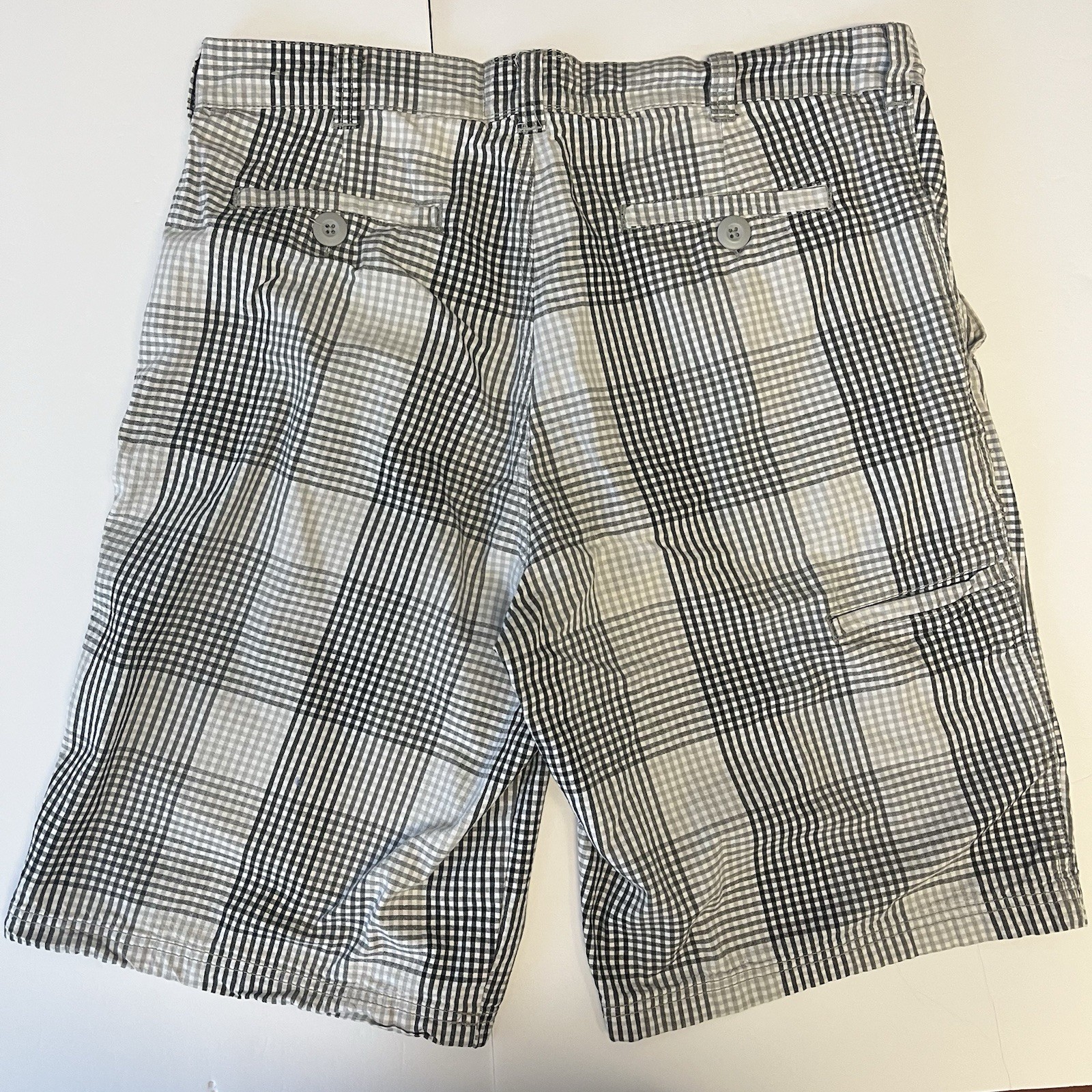 Men’s Vintage OP Ocean Pacific Shorts White Black Gray Pockets Size 34