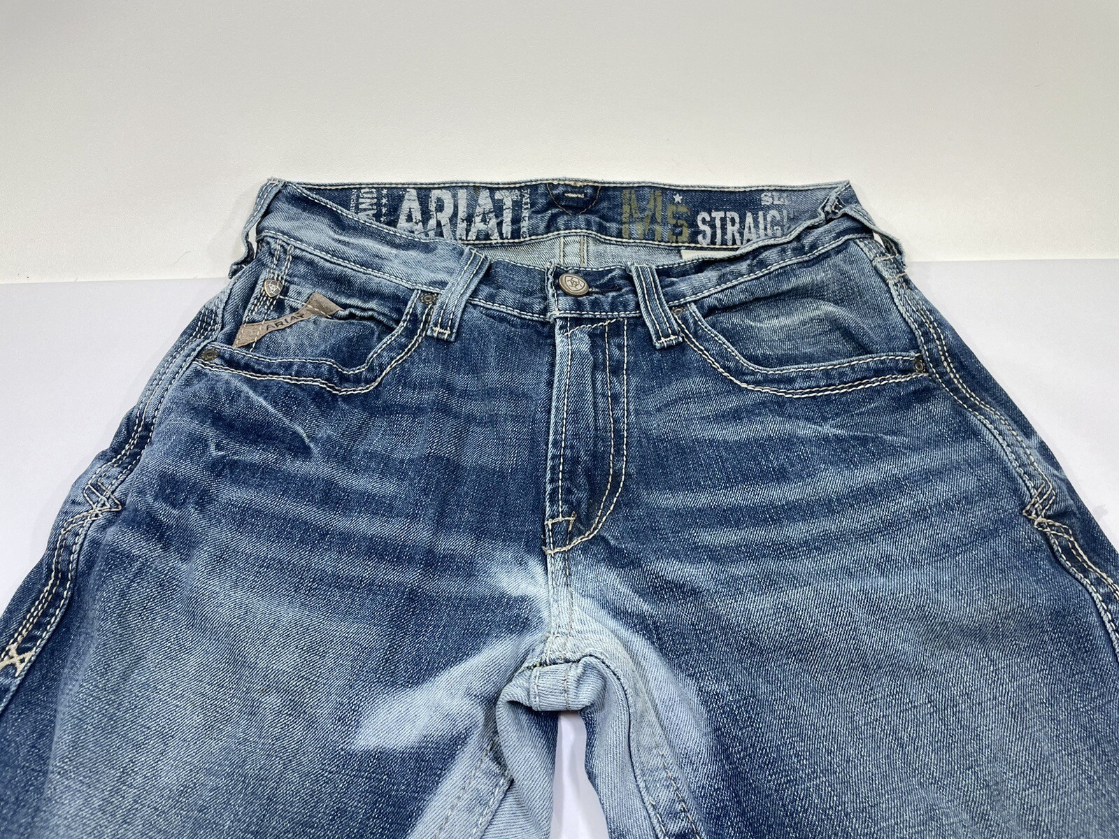 Ariat M5 Slim Straight Leg Jeans Men’s 30 x 32 Grunge Spotted Bleached Denim