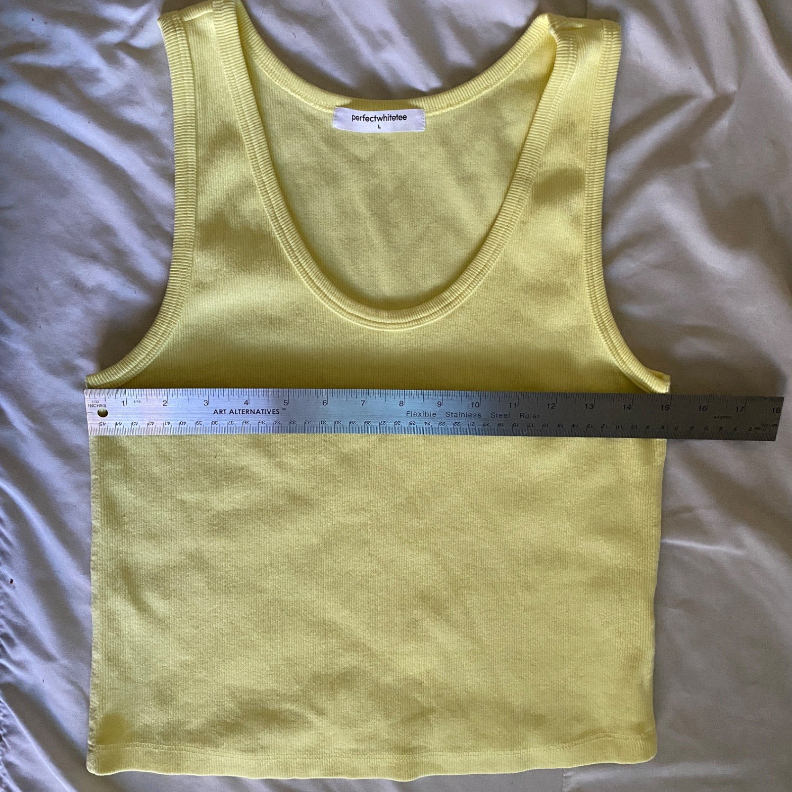 PerfectWhiteTee Sleeveless tank Women’s Size L Yellow The Blondie Scoop Neckline