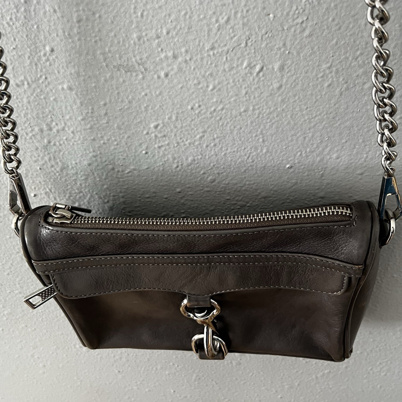 Rebecca Minkoff Crossbody MINI MAC Bag Gray Chain and Leather Strap