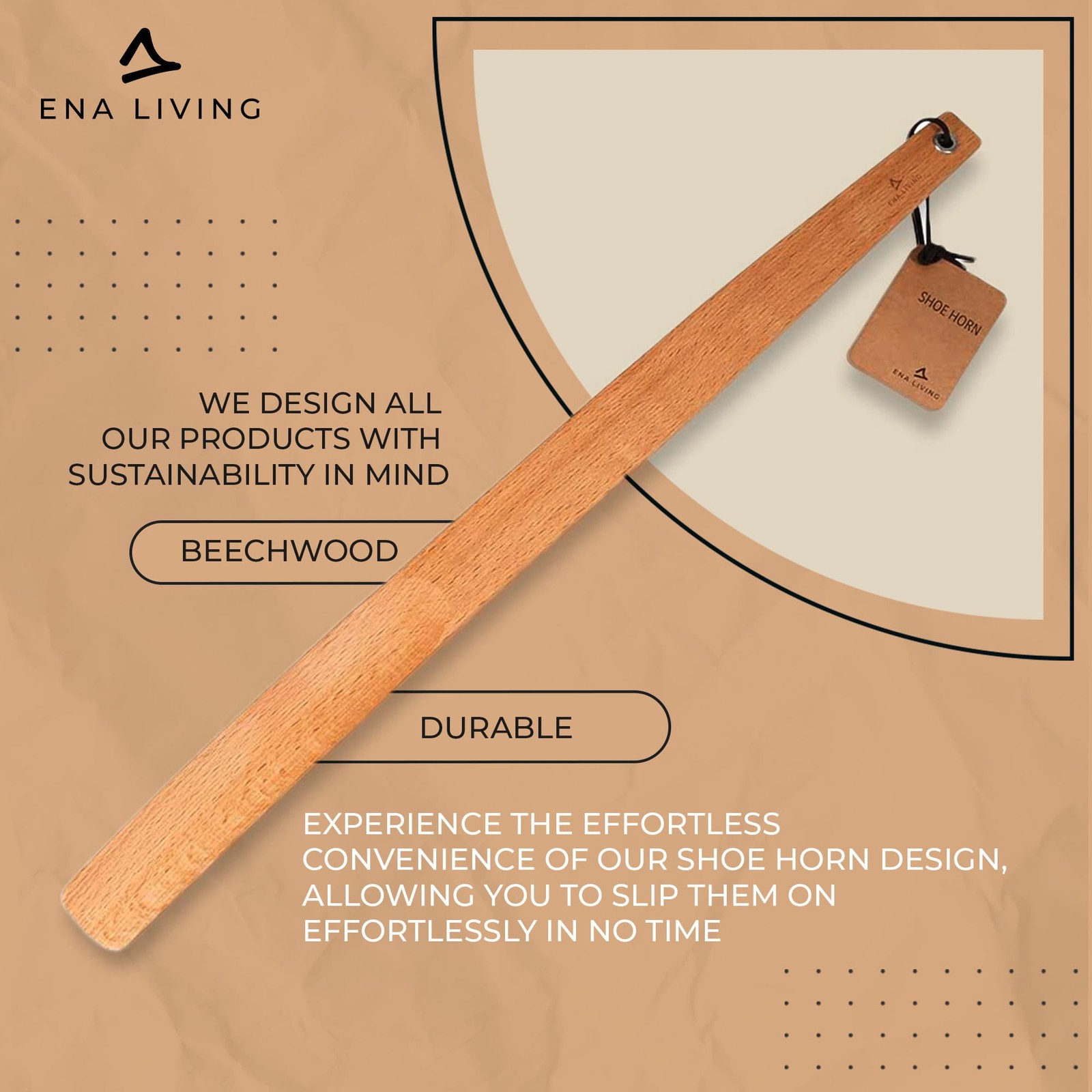 Beechwood Shoe Horn, 21.6” Long Handle for Seniors, Smooth & Sturdy, Extra Lo…