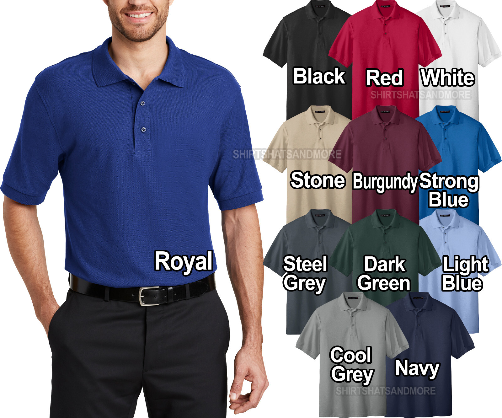 TALL Mens Silky Soft Polo Shirt Wrinkle and Shrink Resistant Pique LT-4XLT NEW!