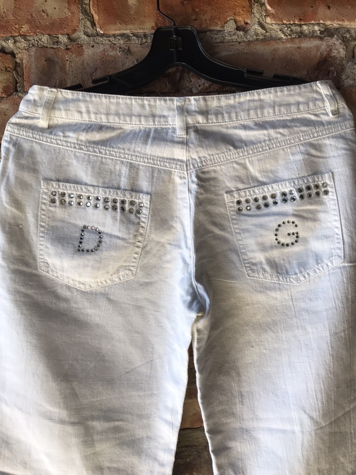 Dolce Gabbana White Lightweight Summer Pants 52% Linen 48% Cotton Low Rise Cut M
