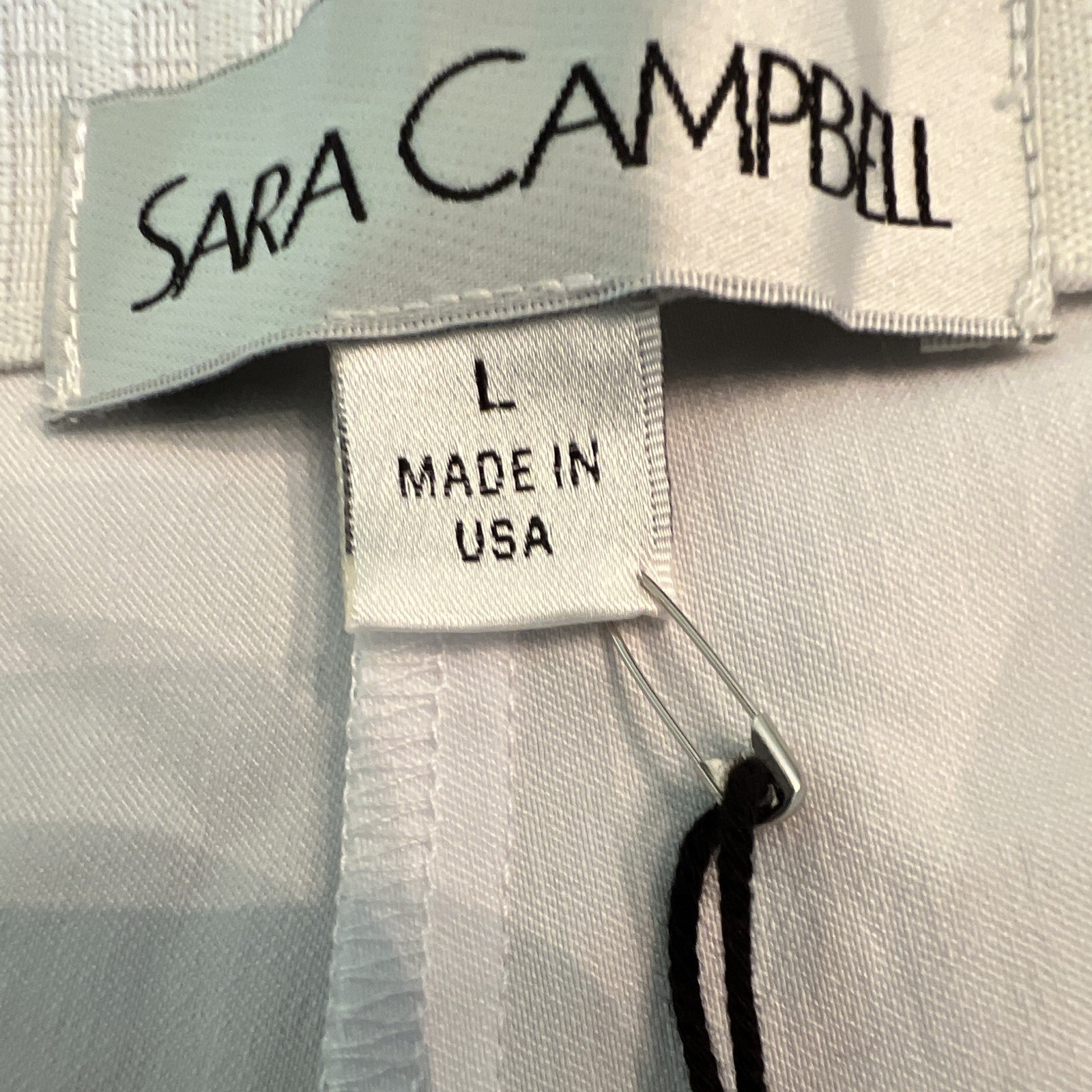 Sara Campbell Women’s White Straight Leg Fringe Pants Stretch Zip Knit L