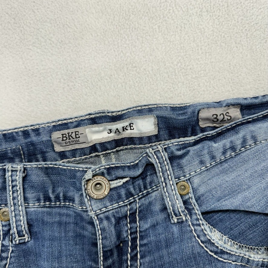 Buckle BKE Jeans men’s 32 S Blue Denim Jake Straight Baggy loose Distressed Logo