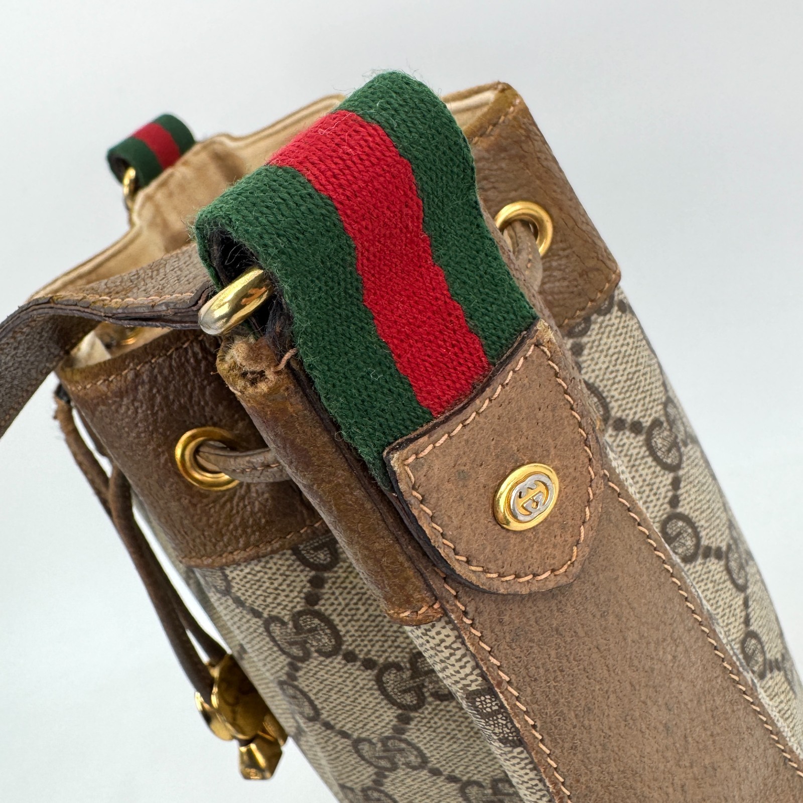 Vintage GUCCI Sherry Shoulder Bag Drawstring GG