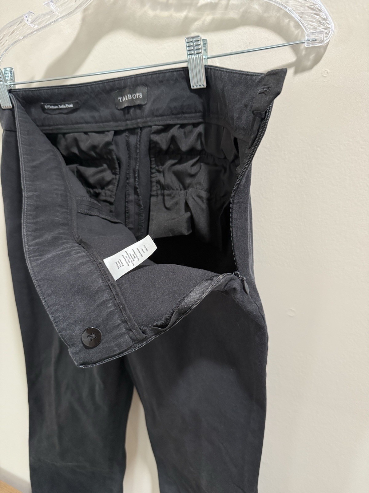 Talbots Women’s Pants Black Solid Cotton/Rayon/Spandex Stretch Flat Front Zip