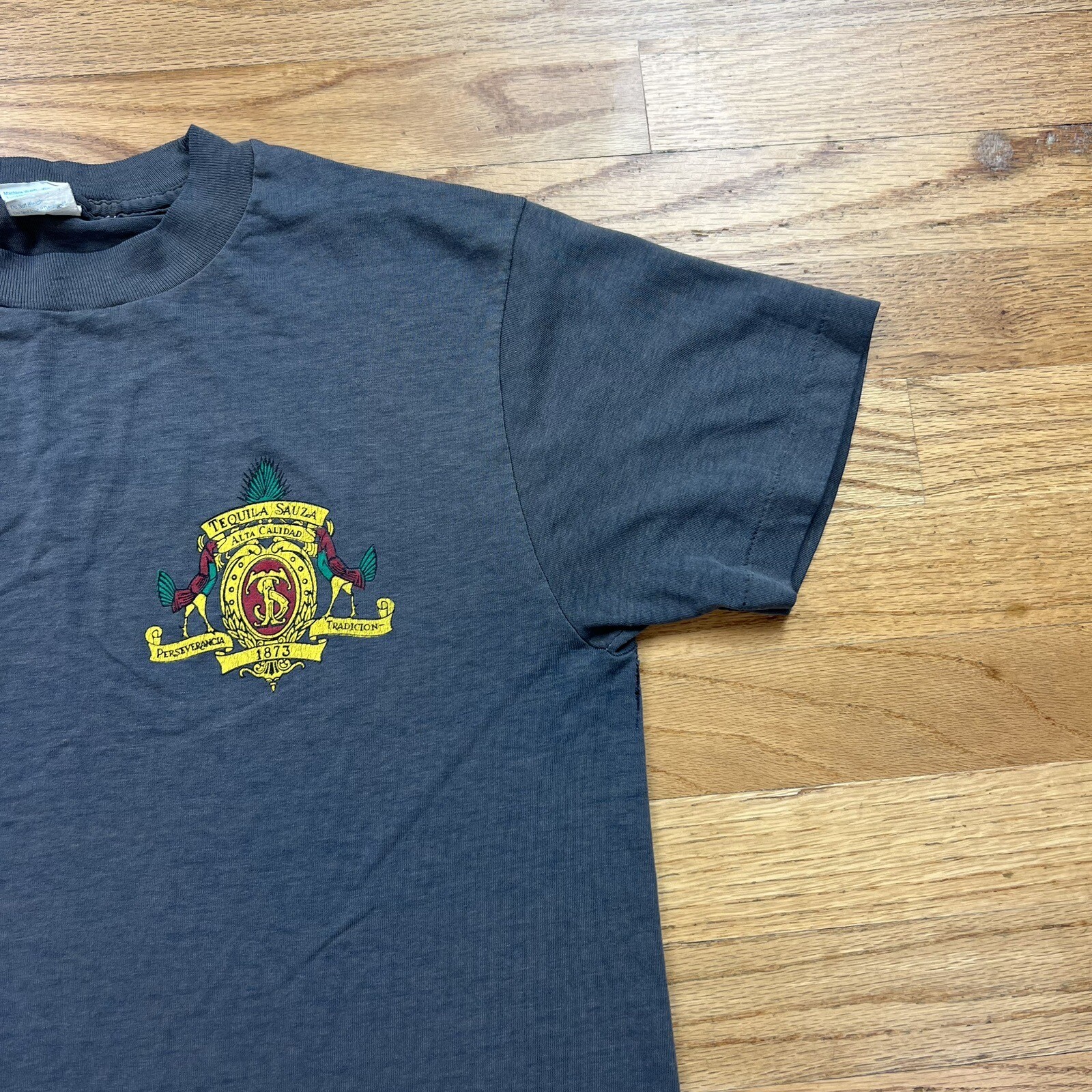 Vintage Sauza Tequila 1980s Promo T Shirt Single Stitch Sz L Graphic Print Faded