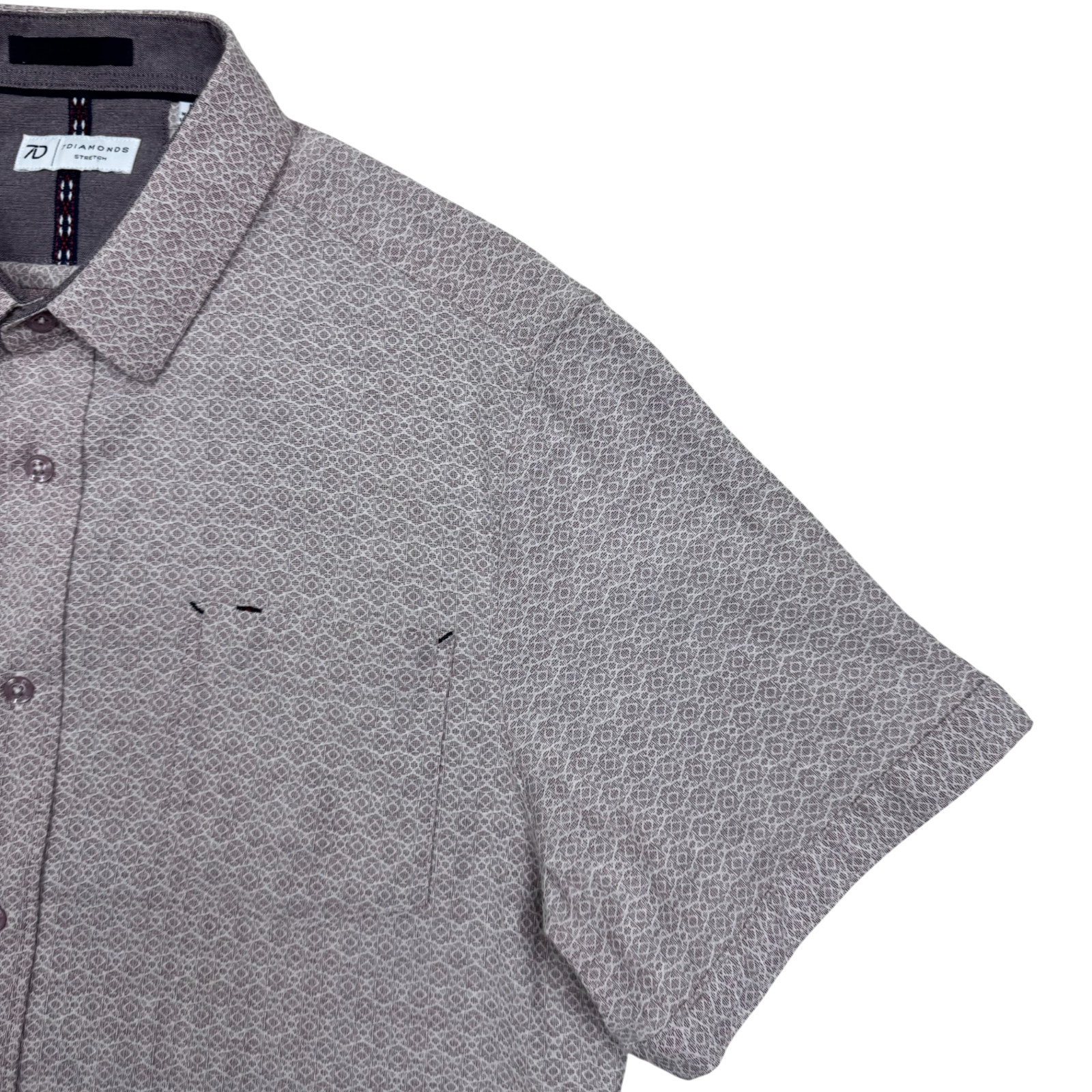 7 Diamonds Men’s Zenith Jacquard Stretch Short Sleeve Button Up Shirt Red Size L