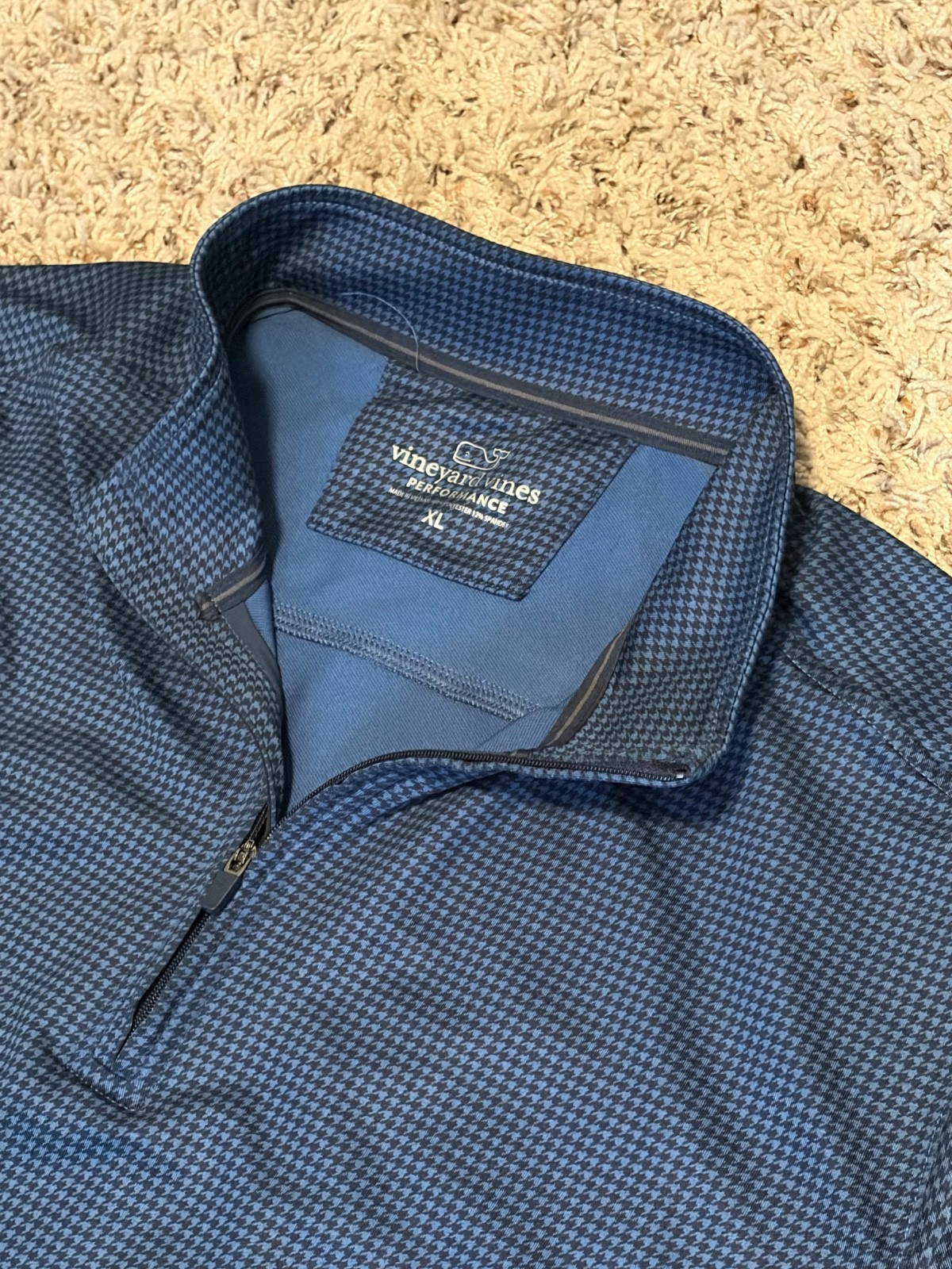 Vineyard Vines Performance Club 1/4 Zip Mens XL Houndstooth Long Sleeve Pullover