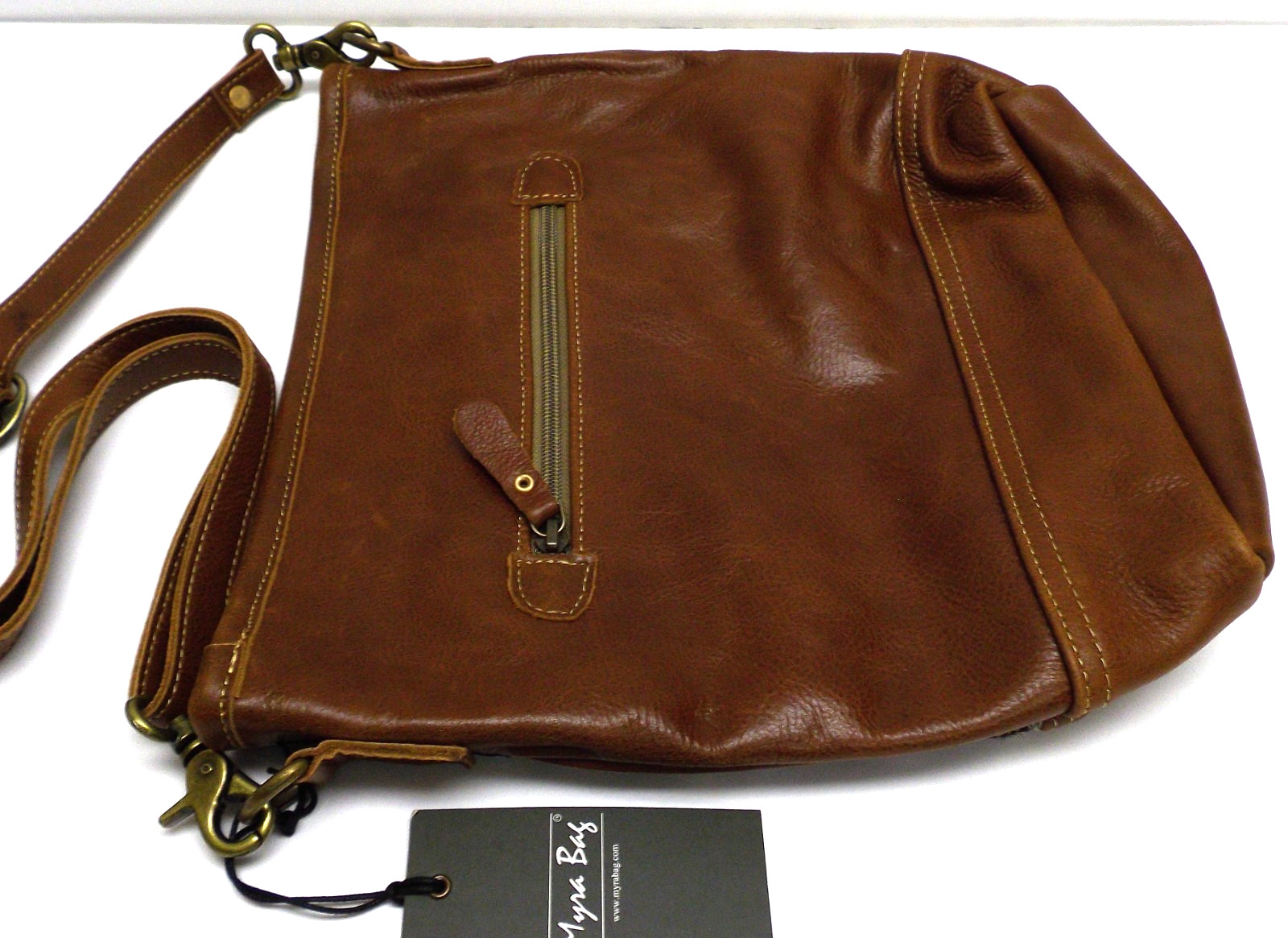 MYRA Bag Brown/White/Black Cowhide Leather CROSSBODY Hair-On Adjustable Straps