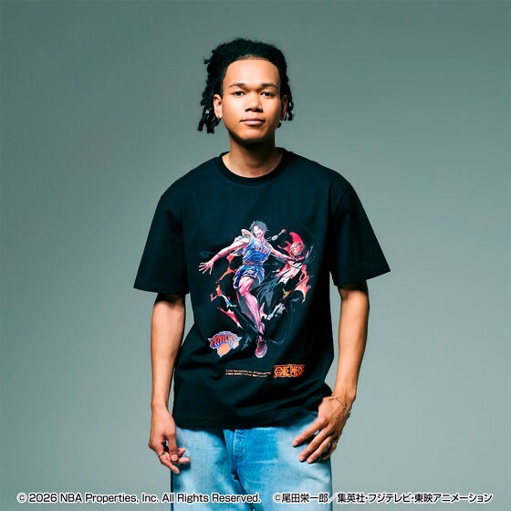 ONE PIECE × NBA T-Shirts ACE×New York KNICKS BLACK、White