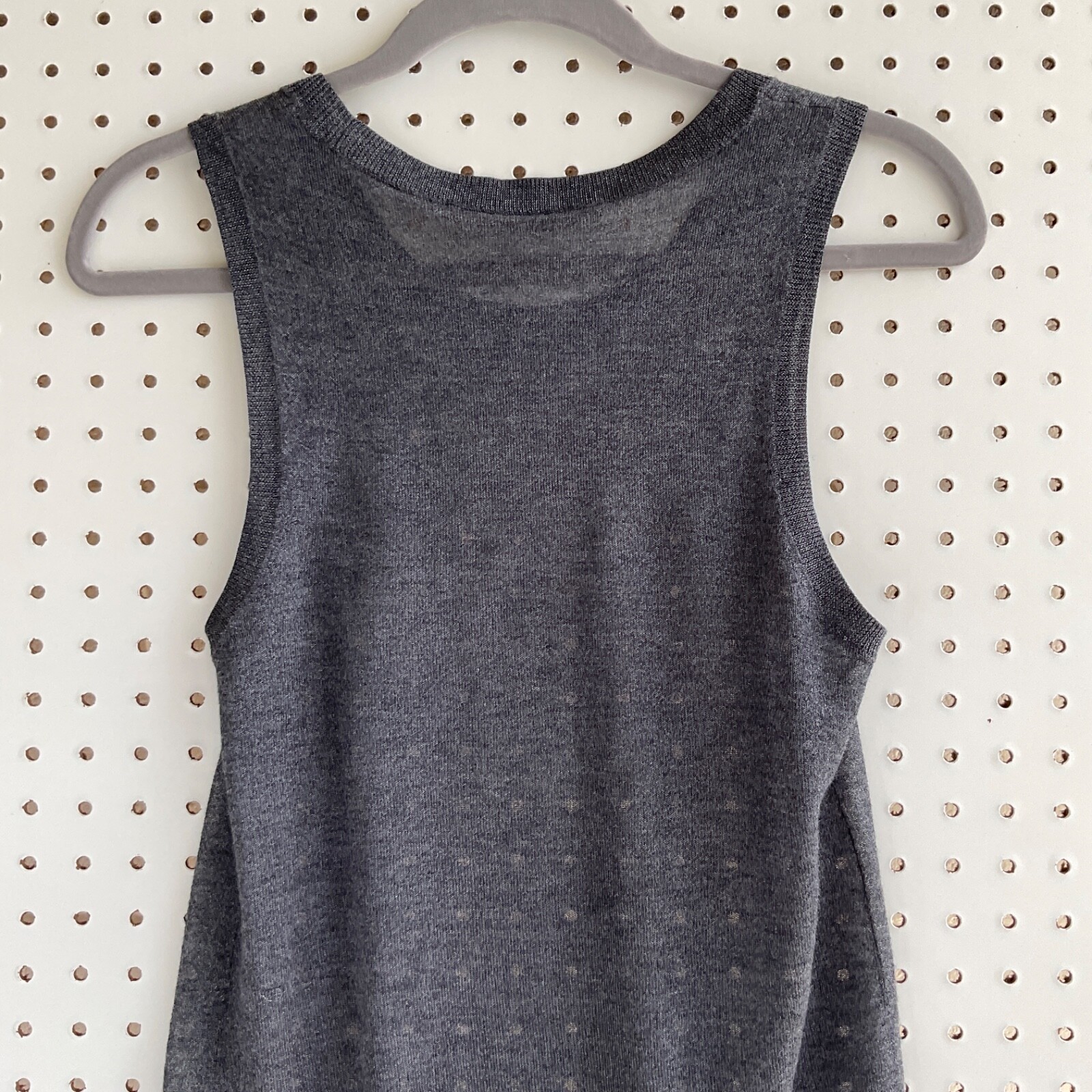 ALLSAINTS Sheer Metallic Womens Tunic Top Size 0 Silver Gray Knit Sleeveless