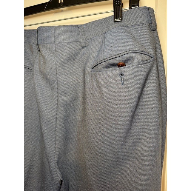 Black Lapel Custom Tailored Blue Micro-Pattern Dress Pants 36×32 Approx