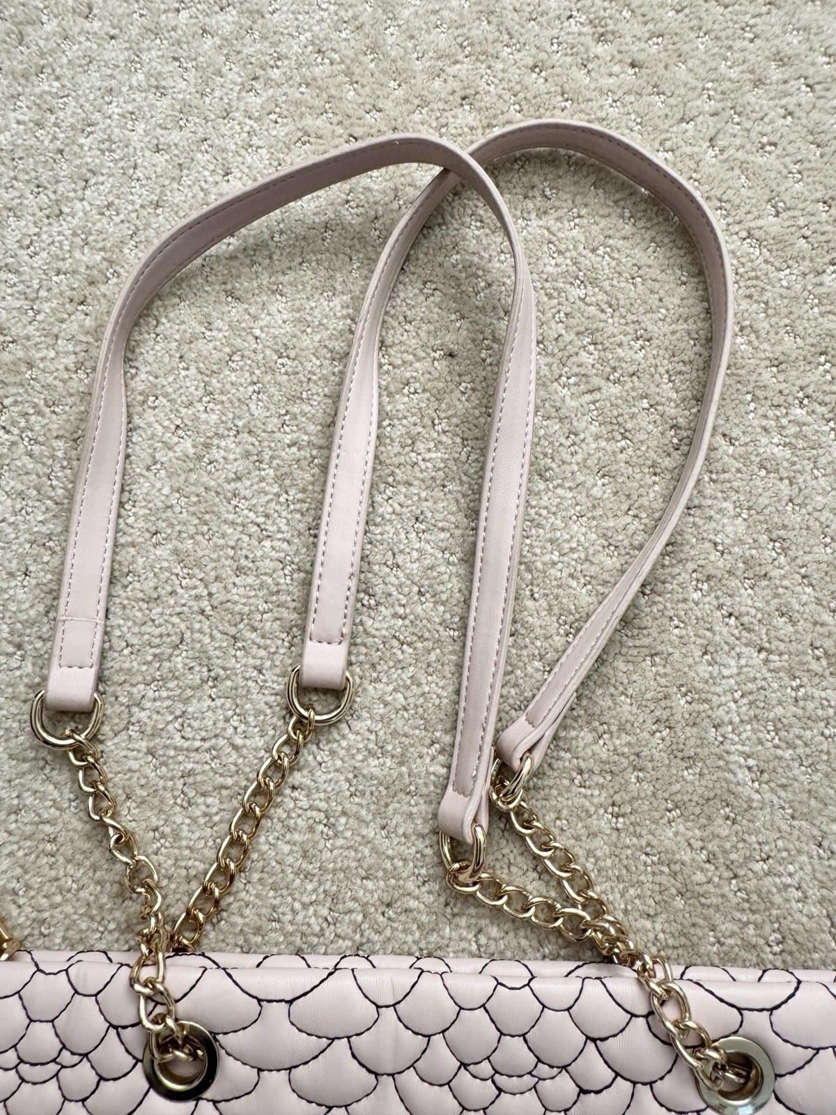 BETSEY JOHNSON XO Lisa Blush Pink Quilted Shopper Gold Chain Tote Handbag (NWT)