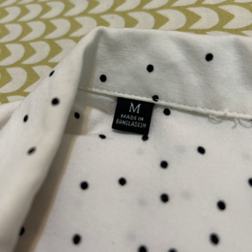JACHS Girlfriend White/Black Polka Dot Button-Up Blouse M