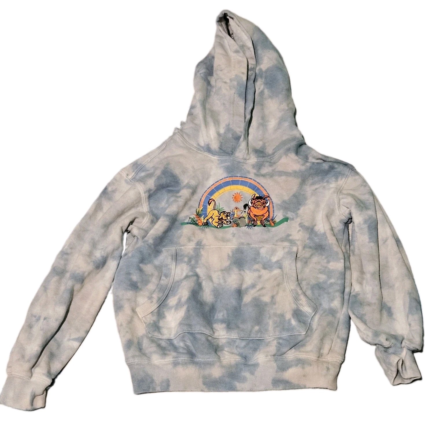 Disney Store The Lion King Kids Hoodie Size 5/6 Simba Timon Pumbaa Tie Dye