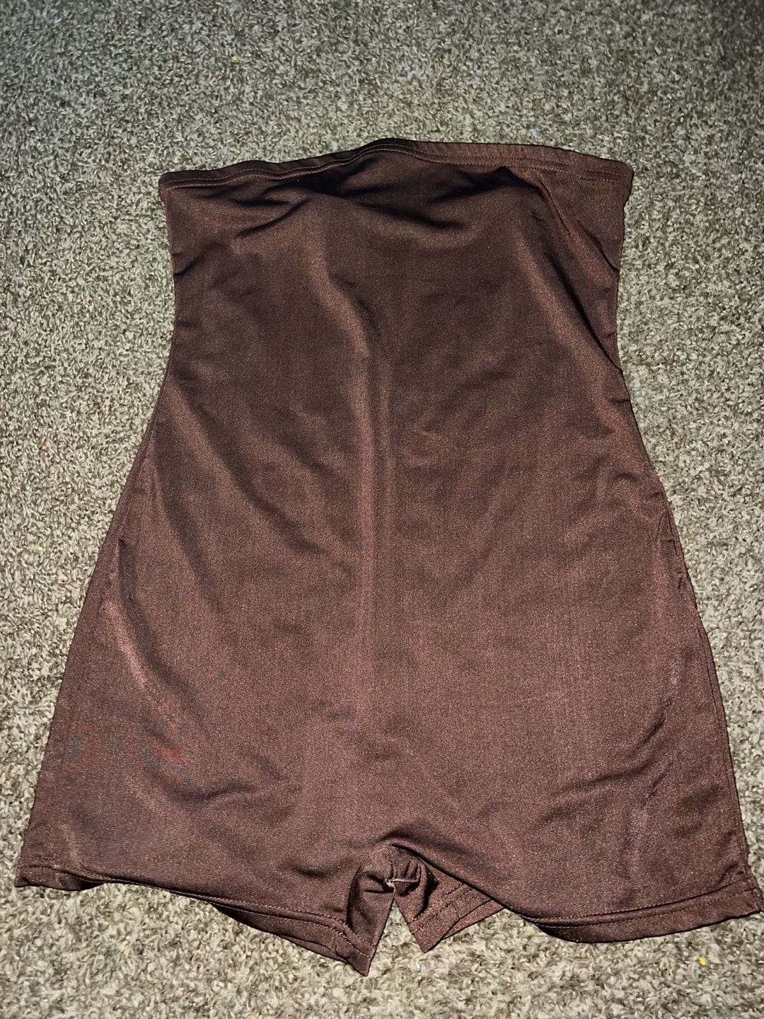 SHEIN Brown Backless Tube Unitard Romper Strapless Jumpsuit