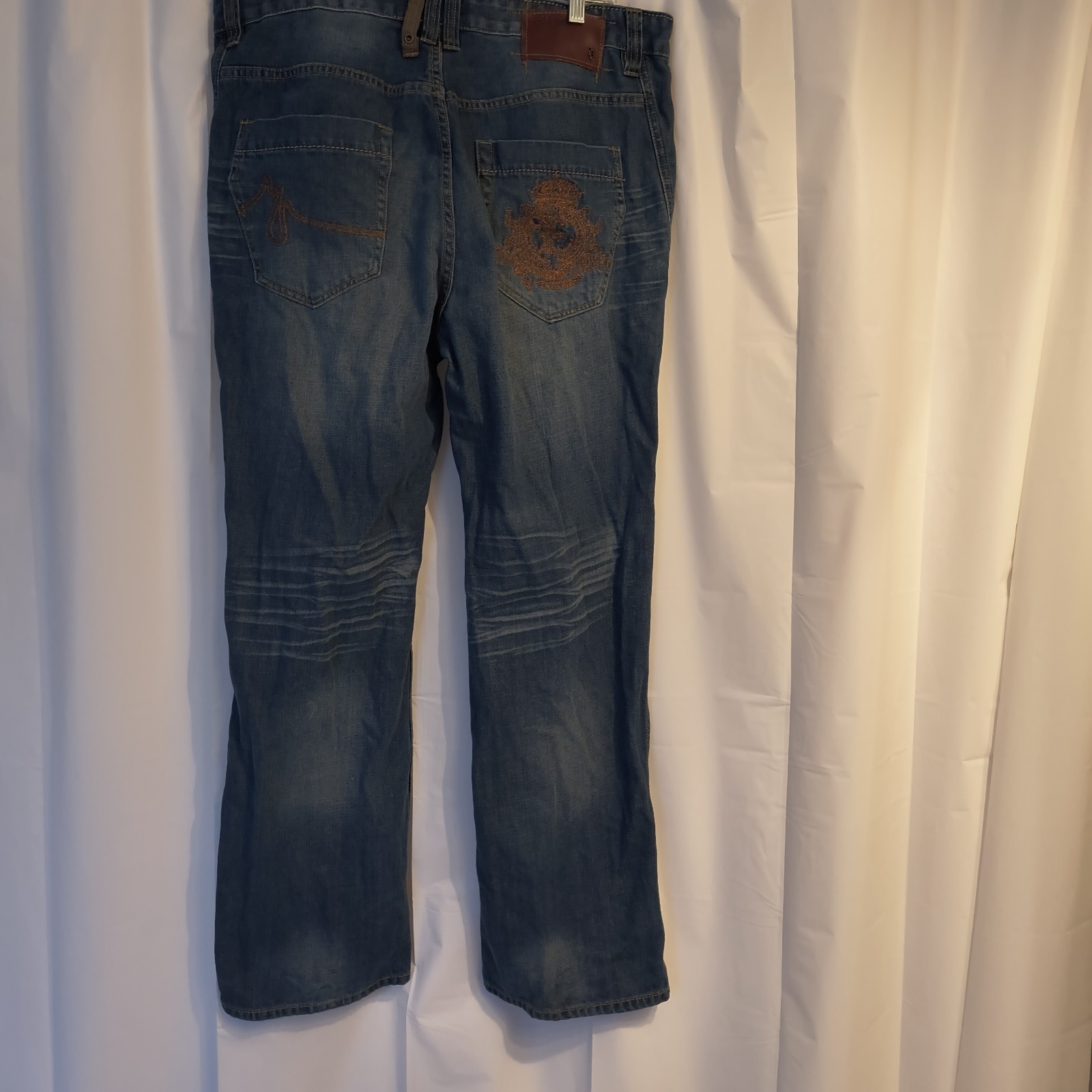 VTG Marc Ecko Men’s Jeans 39×31 Embroidered Crest-MARC Wave Hip Hop-Skater-Goth