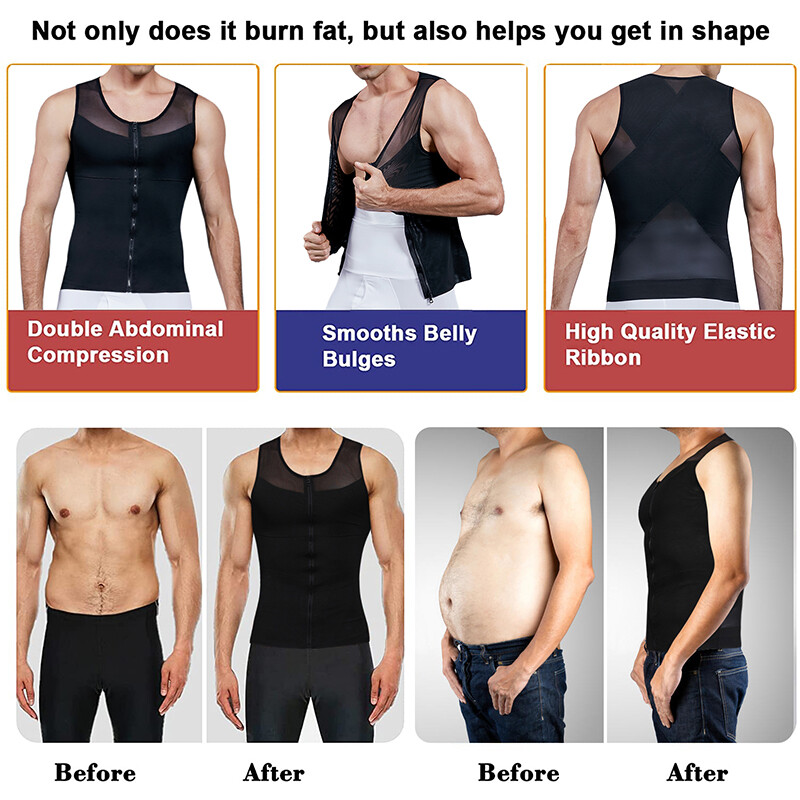 Mens Compression Shirts Vest Slimming Body Shaper Tummy Control Fitness Tank Top