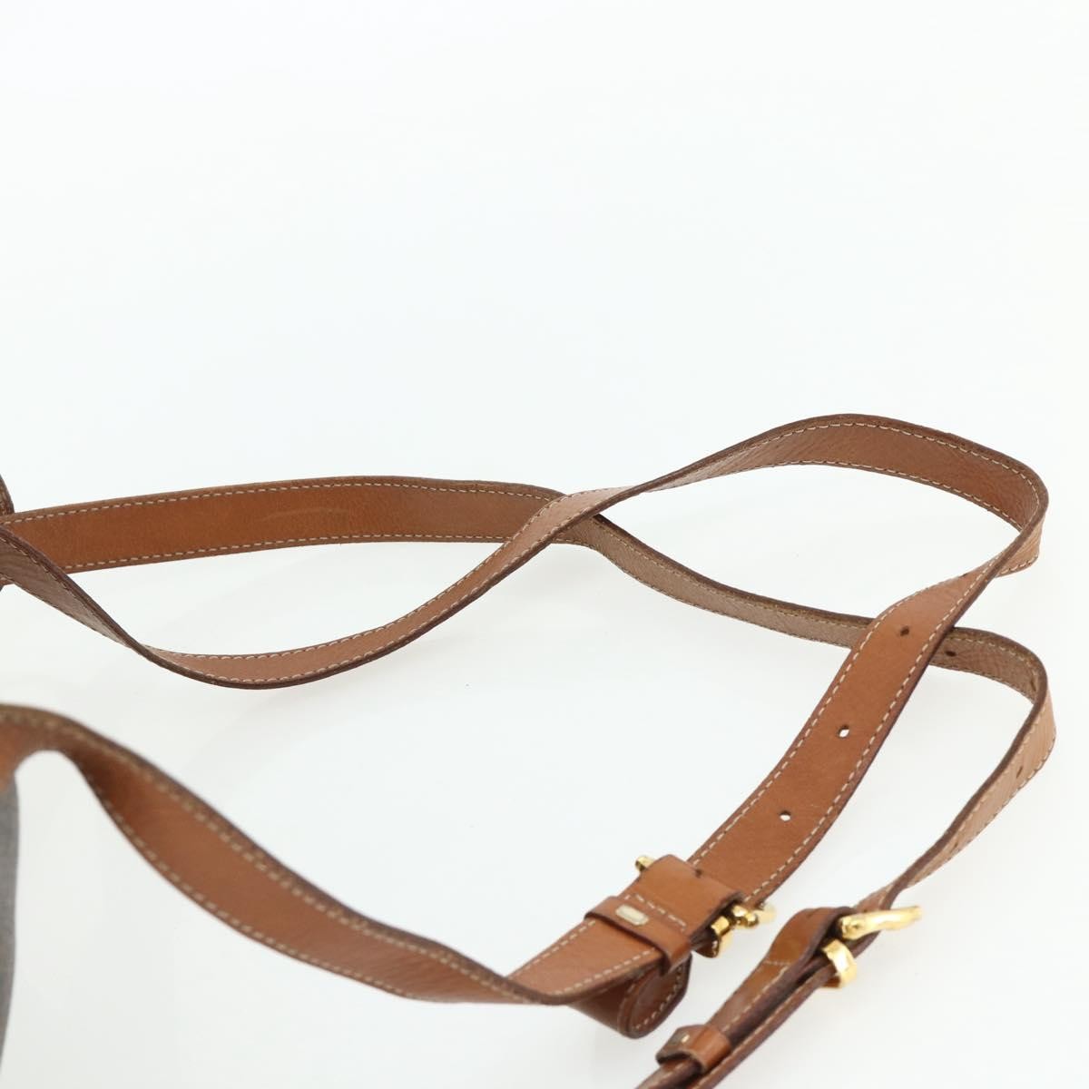 CELINE Macadam Canvas Backpack PVC Leather Brown Gold Auth 176902