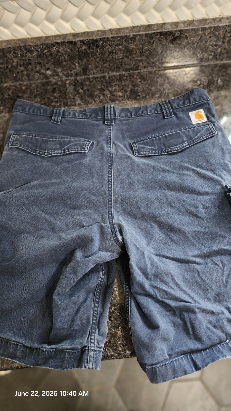 Carhartt Men’s Blue Relaxed Fit 11″ Cargo Shorts Cotton Canvas Flat Front