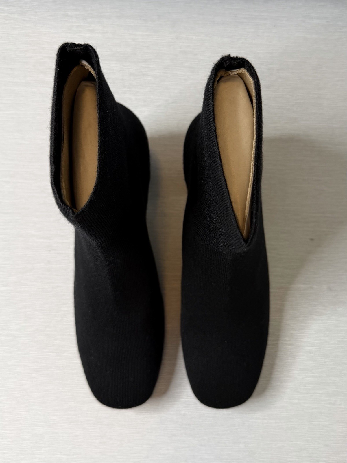 Everlane The Day Boot ReKnit Black Stretch Ankle Boots Block Heel Size 9 NWB