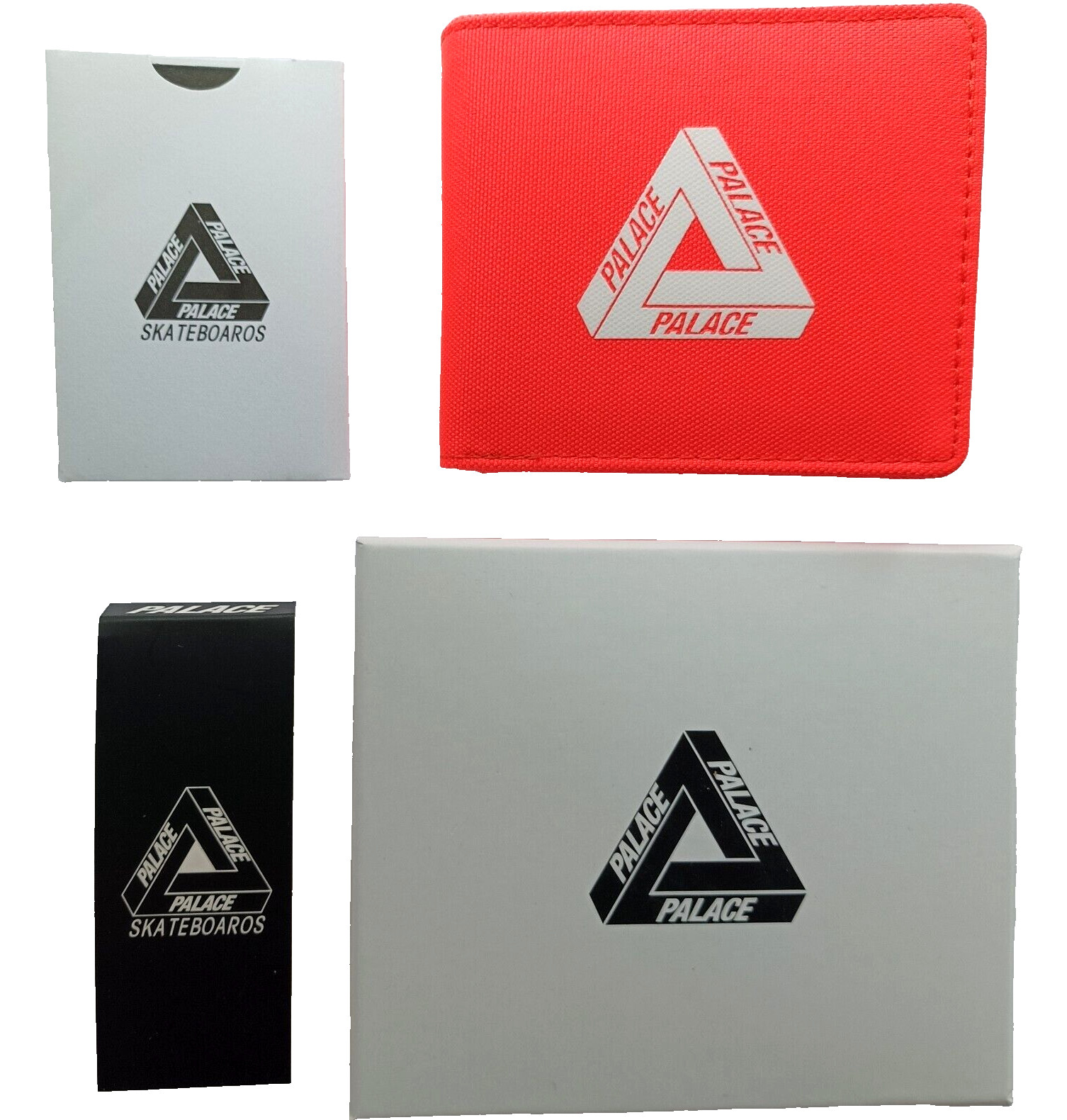 PALACE Wallet White Tri-ferg Logo on Orange Knitted Fabric Original Gift Box New