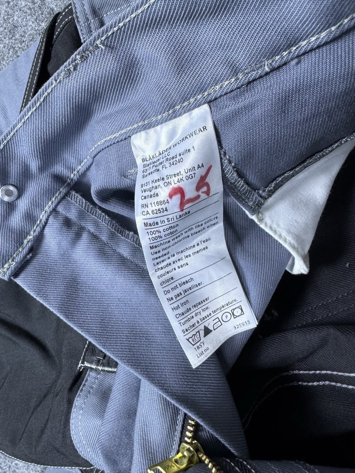 Blaklader Men Cotton Durable Work Pants with Cordura Reinforced Pockets 42×30