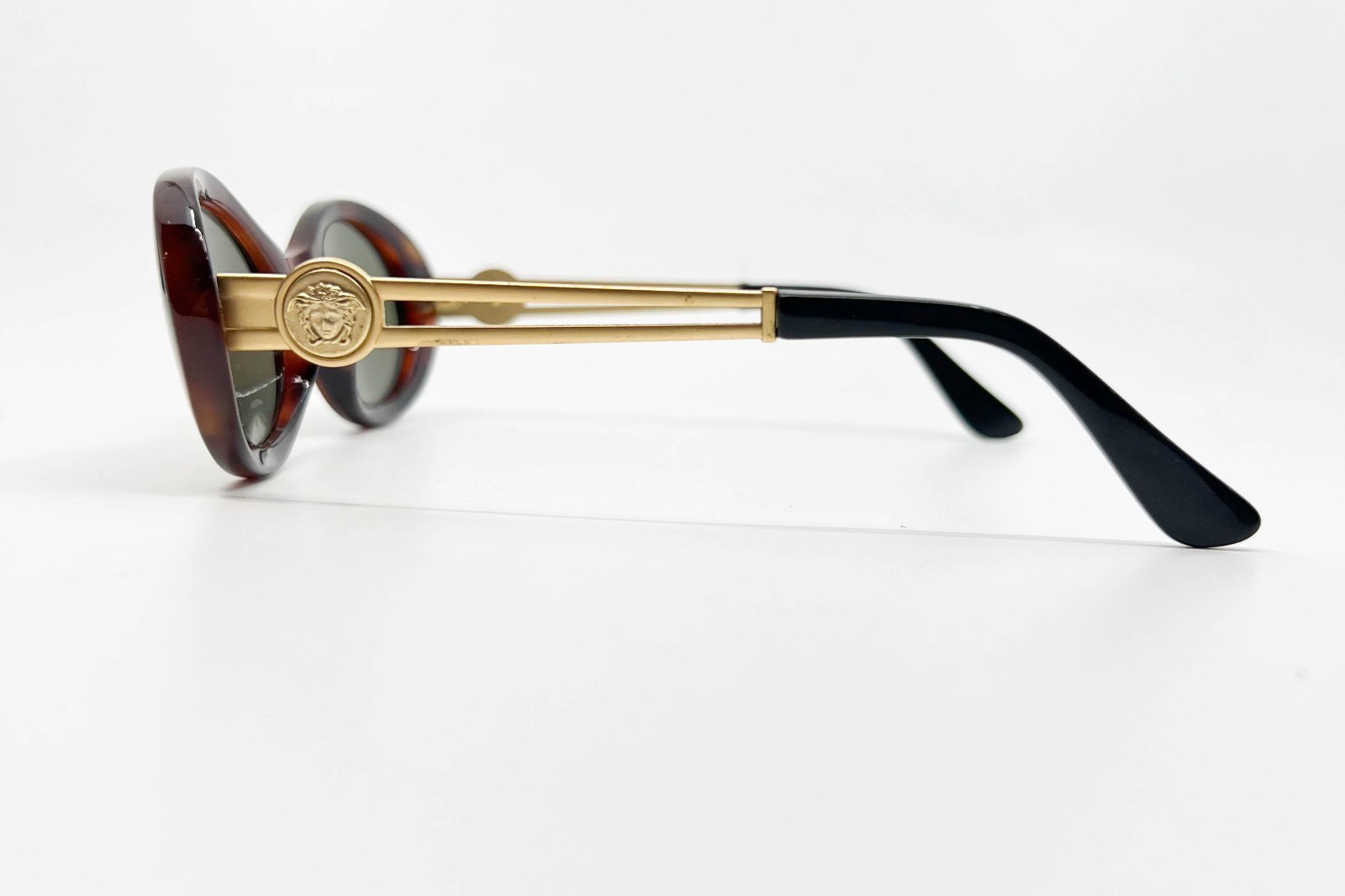 VTG Gianni Versace Gold Medusa Sunglasses Mod 342/A Col 900 Brown 19083