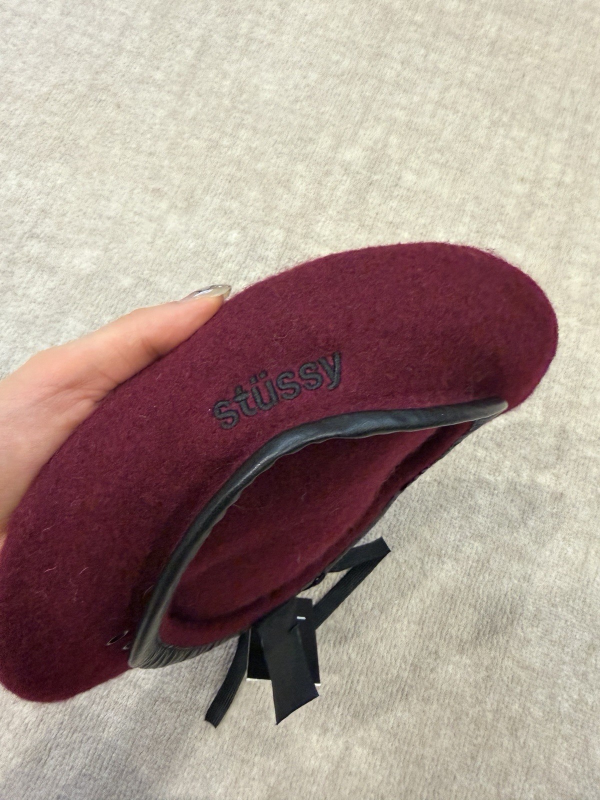Stüssy Burgundy Solid Military Beret Hat M/L Unisex Adults RARE