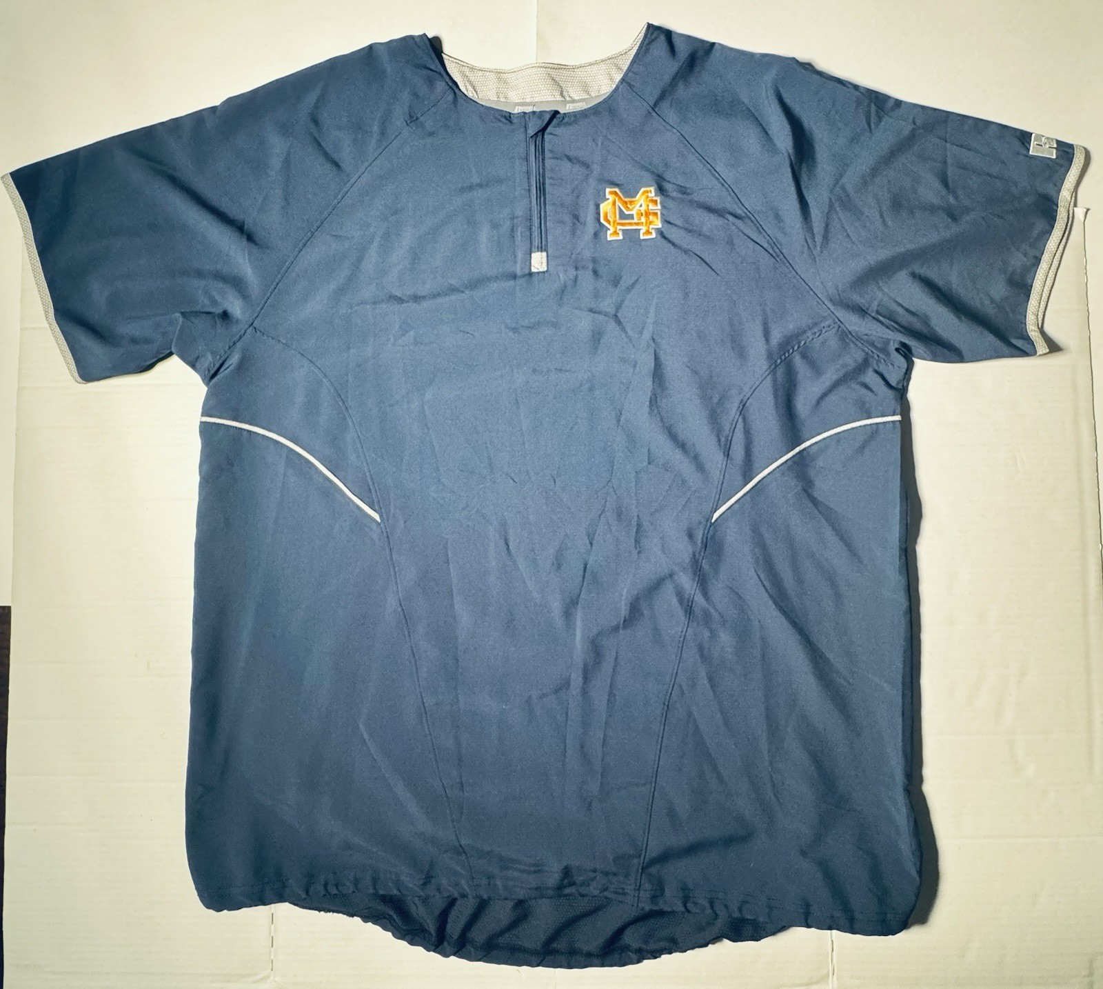 Pre Owned Excellent Minors Gold Baseball Club Short Sleeve Windbreaker Men Sz L