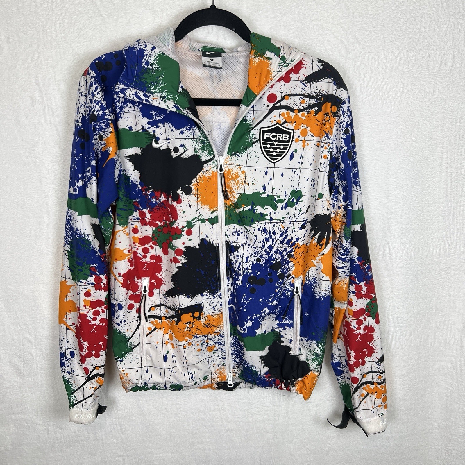 Nike x F.C. Real Bristol Jacket S Multicolor Paint Splat Pattern Full Zip Hooded