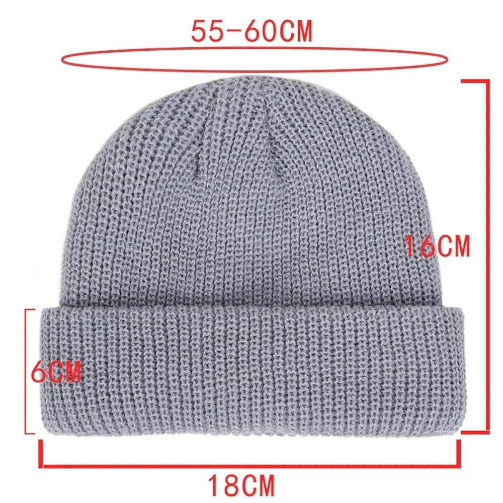 Mini Short Fisherman Beanie Hat Ribbed Docker Winter Warm Knitted Skull Cap cuff