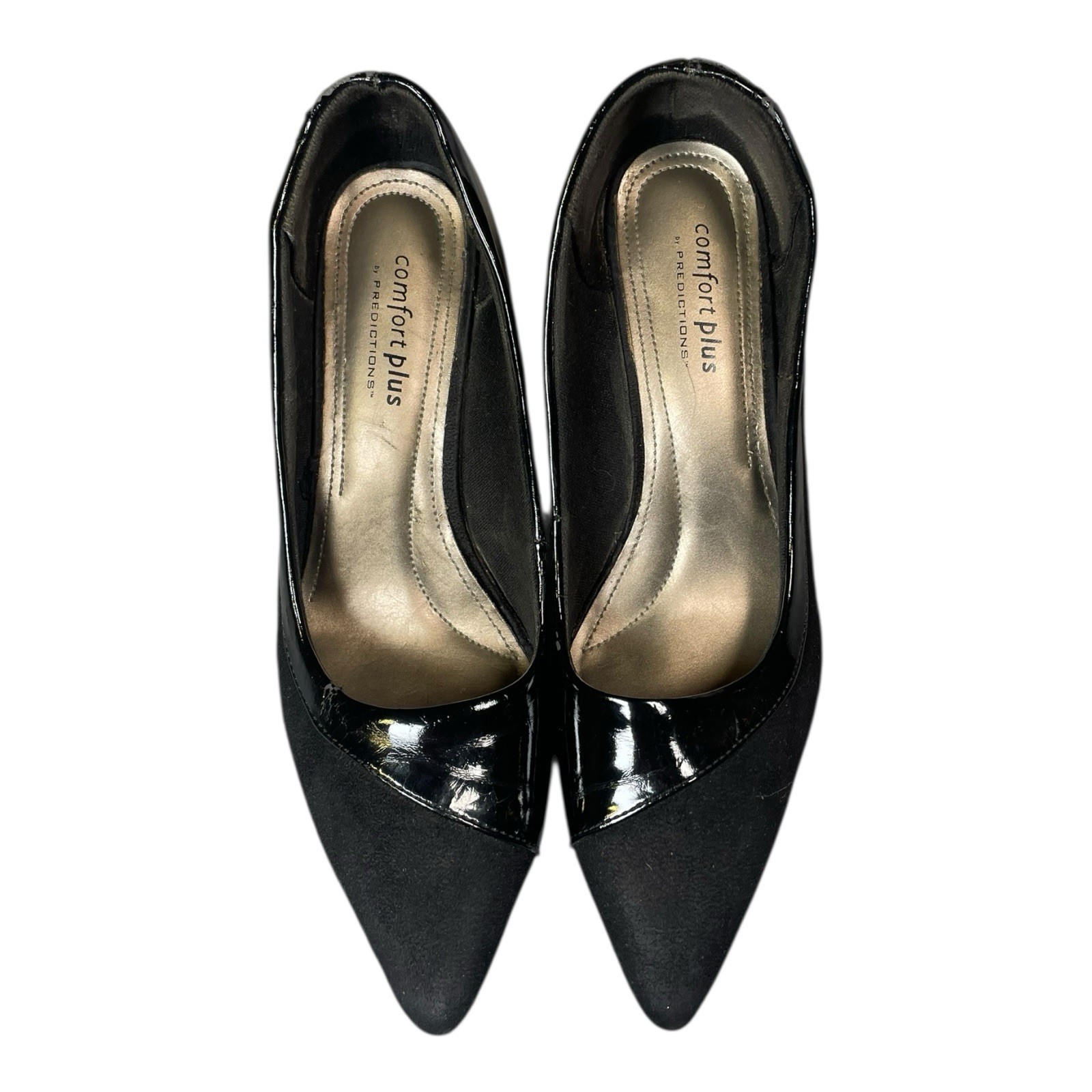 Comfort Plus Pointed Toe Pumps Suede And Patent Leather Black Size 6.5